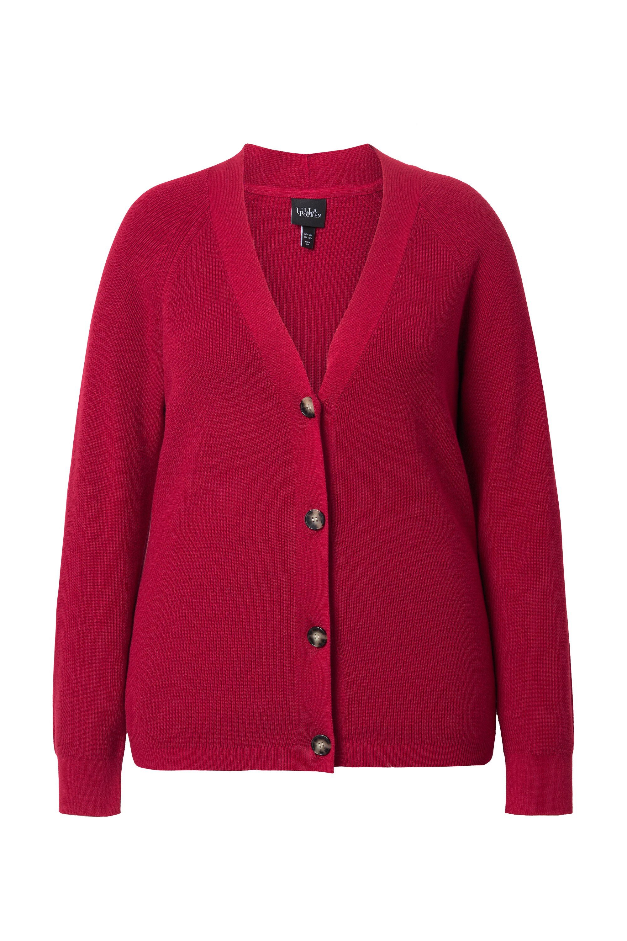 Ulla Popken Cardigan Strickjacke Knöpfe V-Ausschnitt Langarm günstig online kaufen
