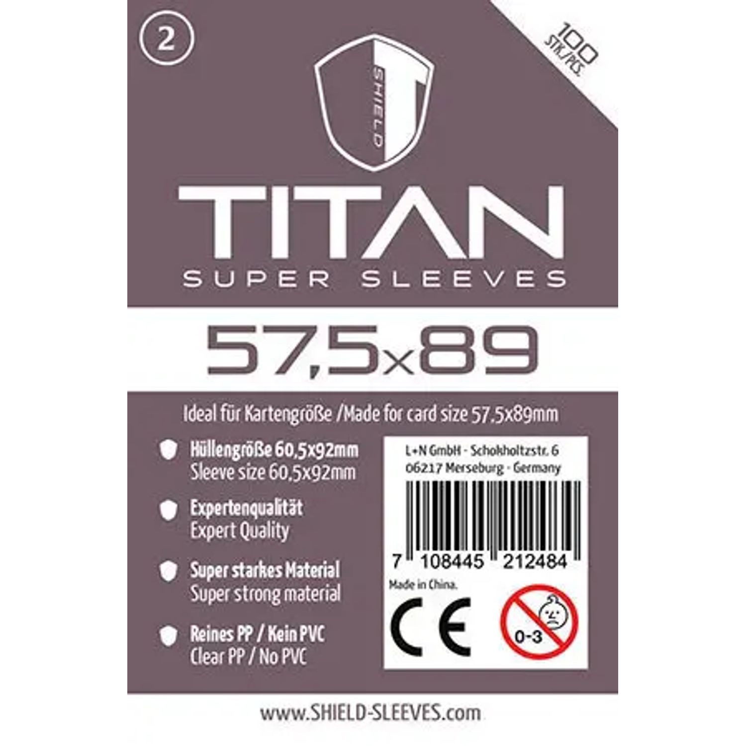 SHIELD Spiel Shield Titan 2 - 100 Super Sleeves für Kartengröße 57,5 x 89 mm