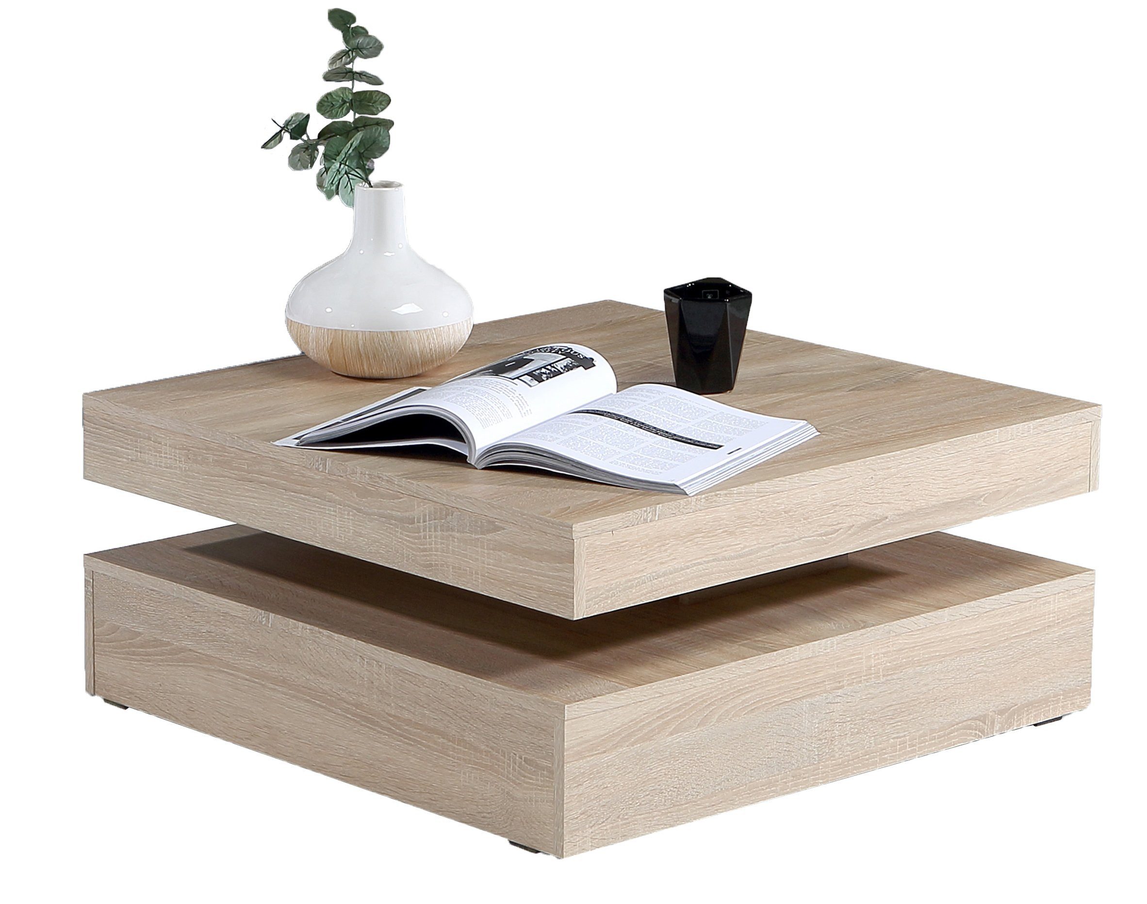 Newroom Couchtisch Sonoma Eiche 78 cm, Couchtisch Sonoma Eiche Modern Wohnzimmertisch Sofatisch Wohnzimmer