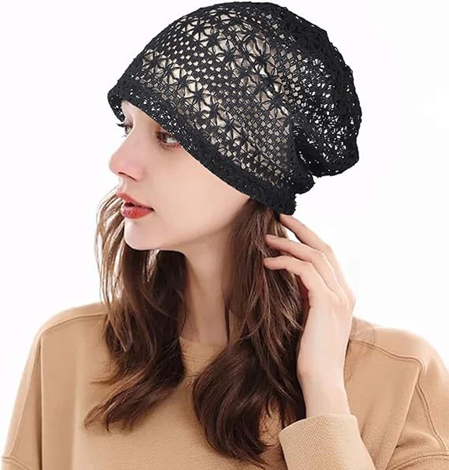 Oemmn Beanie Damen Sommer-Strickmützen Handgemacht Häkelmütze Slouch Beanie Mütze