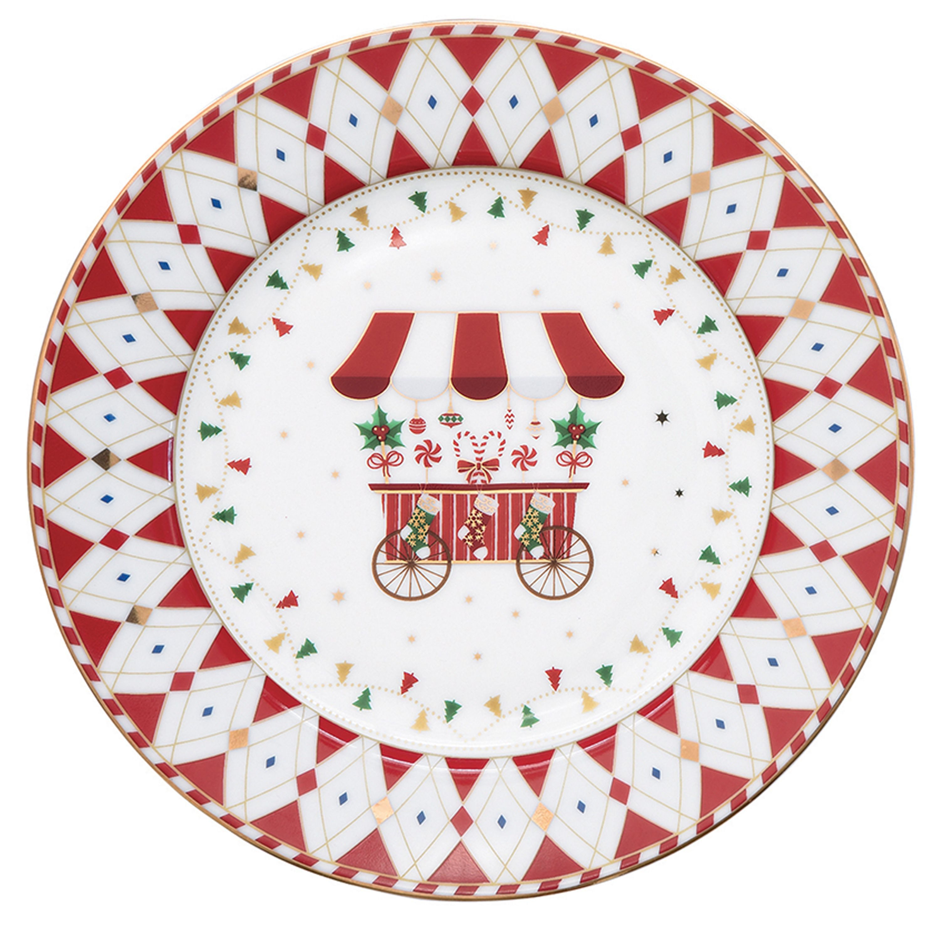 MamboCat Frühstücksteller 4x Christmas Wonderland Kuchenteller verschiedene Dekor Porzellan