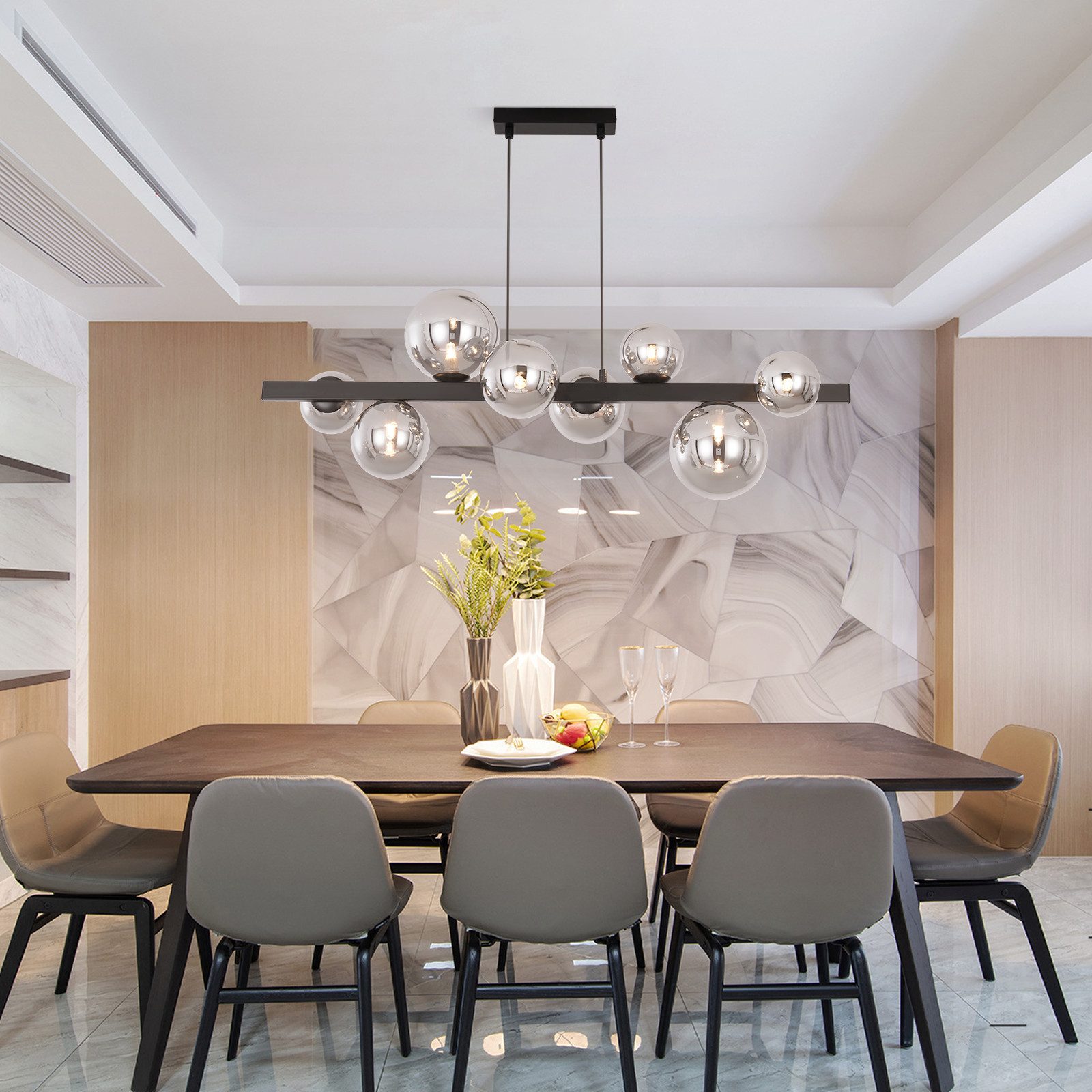 Nettlife Pendelleuchte Esstisch Glas G9 8/14 Flammig Modern Kronleuchter, LED wechselbar, Esstischlampe Wohnzimmer Hängeleuchte für Schlafzimmer Hotel – Bild 4 von 5