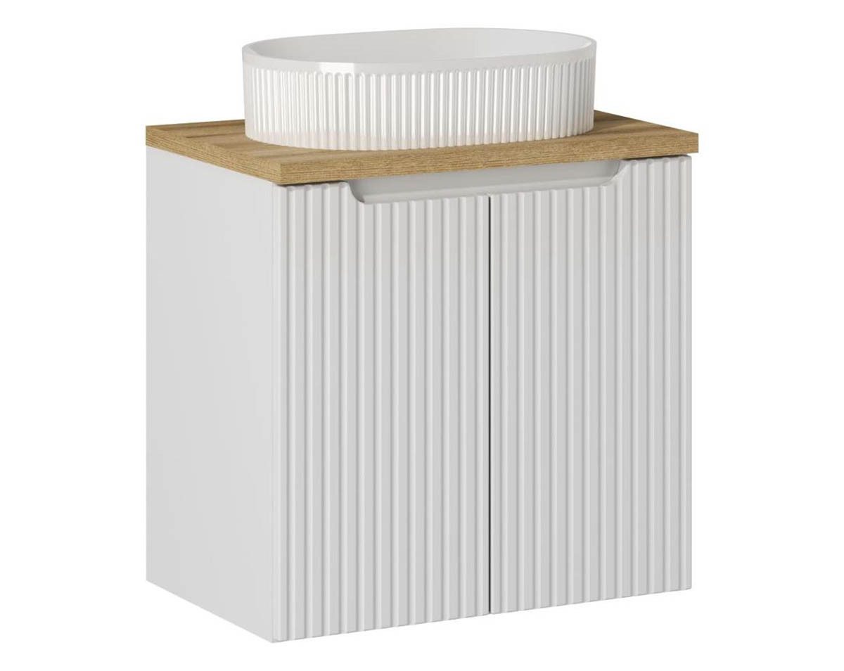 einfachgutemoebel Waschtisch-Set Bad Waschplatz ILUNA White 140cm Schub & Türe, Becken weiß, white, (Badmöbel Set, 1-St., Waschtisch Unterschrank)