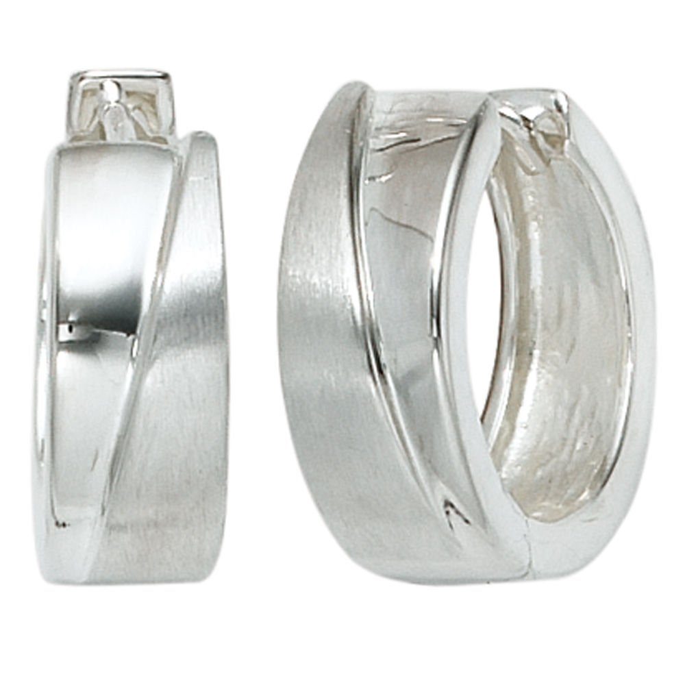 Schmuck Krone Paar Creolen Creolen 15,5mm aus 925 Silber Klappmechanik, Silber 925