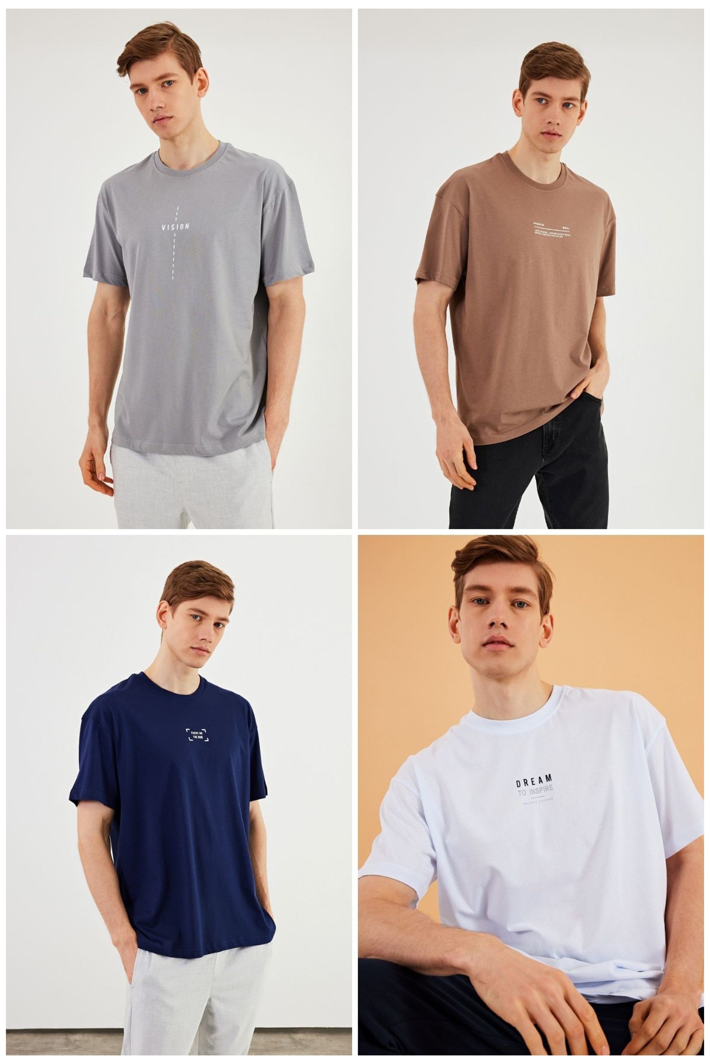 COMEOR Oversize-Shirt Herren T-Shirt: Trendige Urban Streetwear für lässige Styles (4-tlg) mit individuellem Print