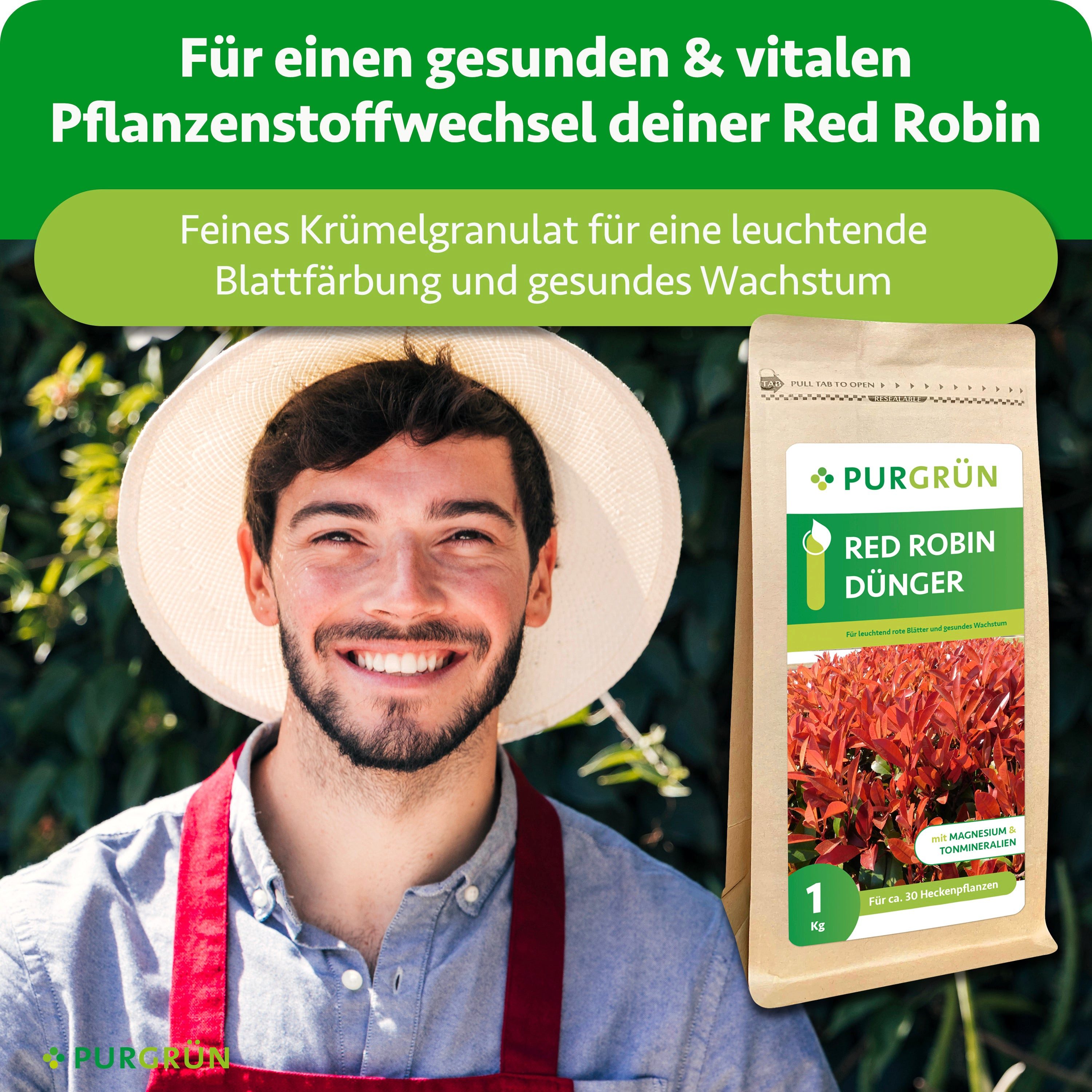 Purgrün Gartendünger Red Robin Dünger, NPK 5+4+6, für grüne Blätter, 1 kg, günstig online kaufen