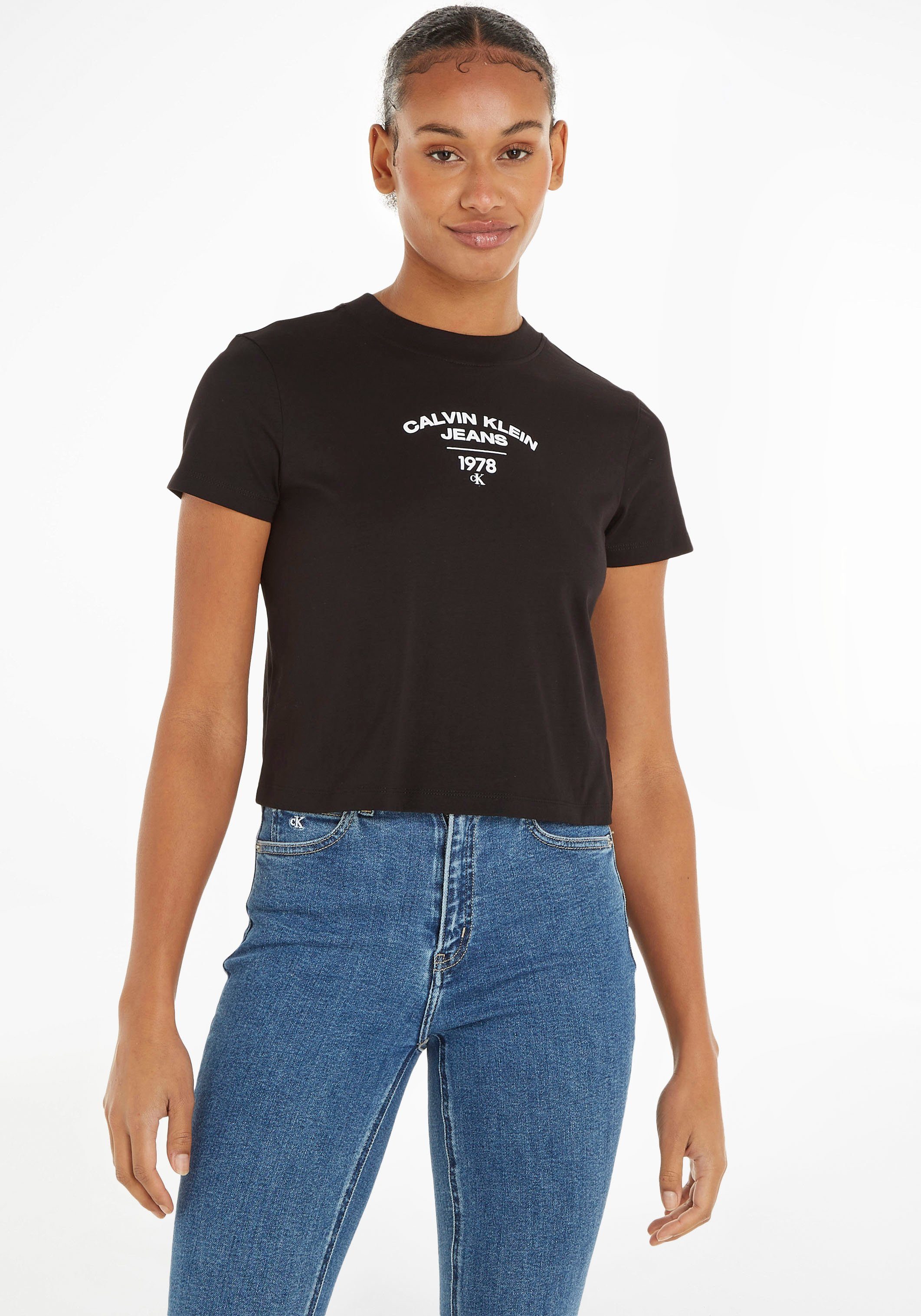 Calvin Klein TEE BABY VARSITY Ck T-Shirt LOGO Black Jeans