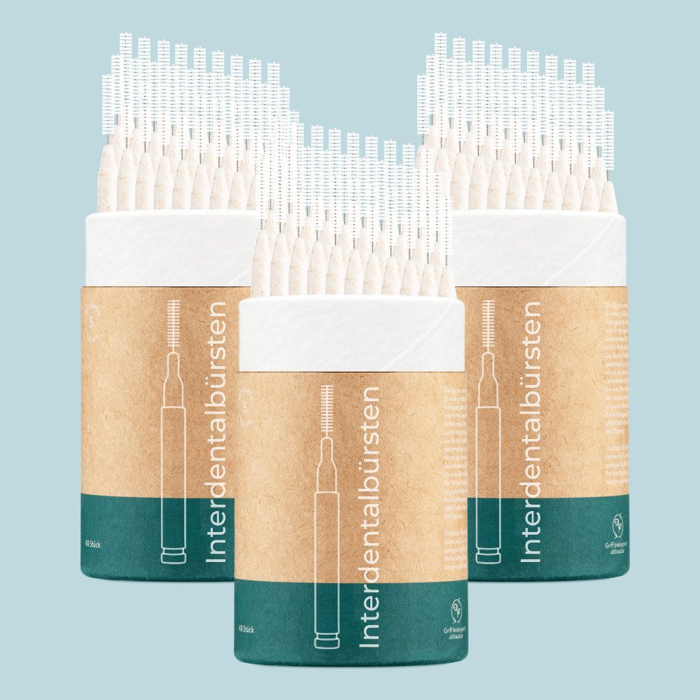 Vigorous Cosmetics Interdentalbürsten Interdental Brush mit Griff aus nachwachsenden Rohstoffen, 120 Stück, Vegan, Praktisch, Nachhaltig, wiederverwendbar