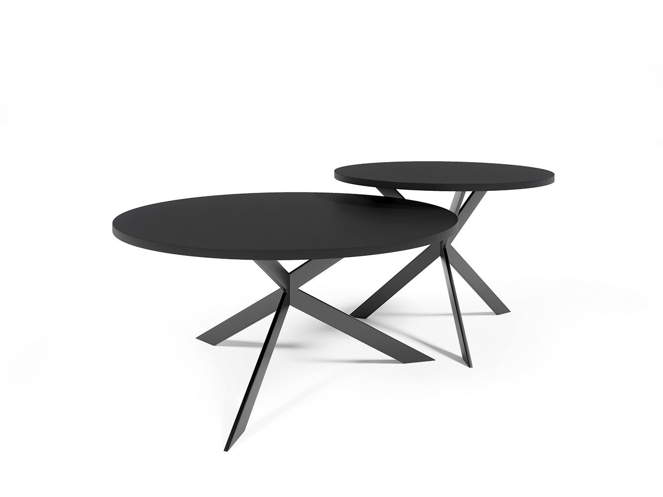 Feldmann-Wohnen Couchtisch Libre (runde Tischplatte, Metallgestell, 1-St., pulverbeschichtetes Gestell, besonders attraktiv, schlicht elegant), 58cm und 75cm, 2-teilig, Schwarz Molet