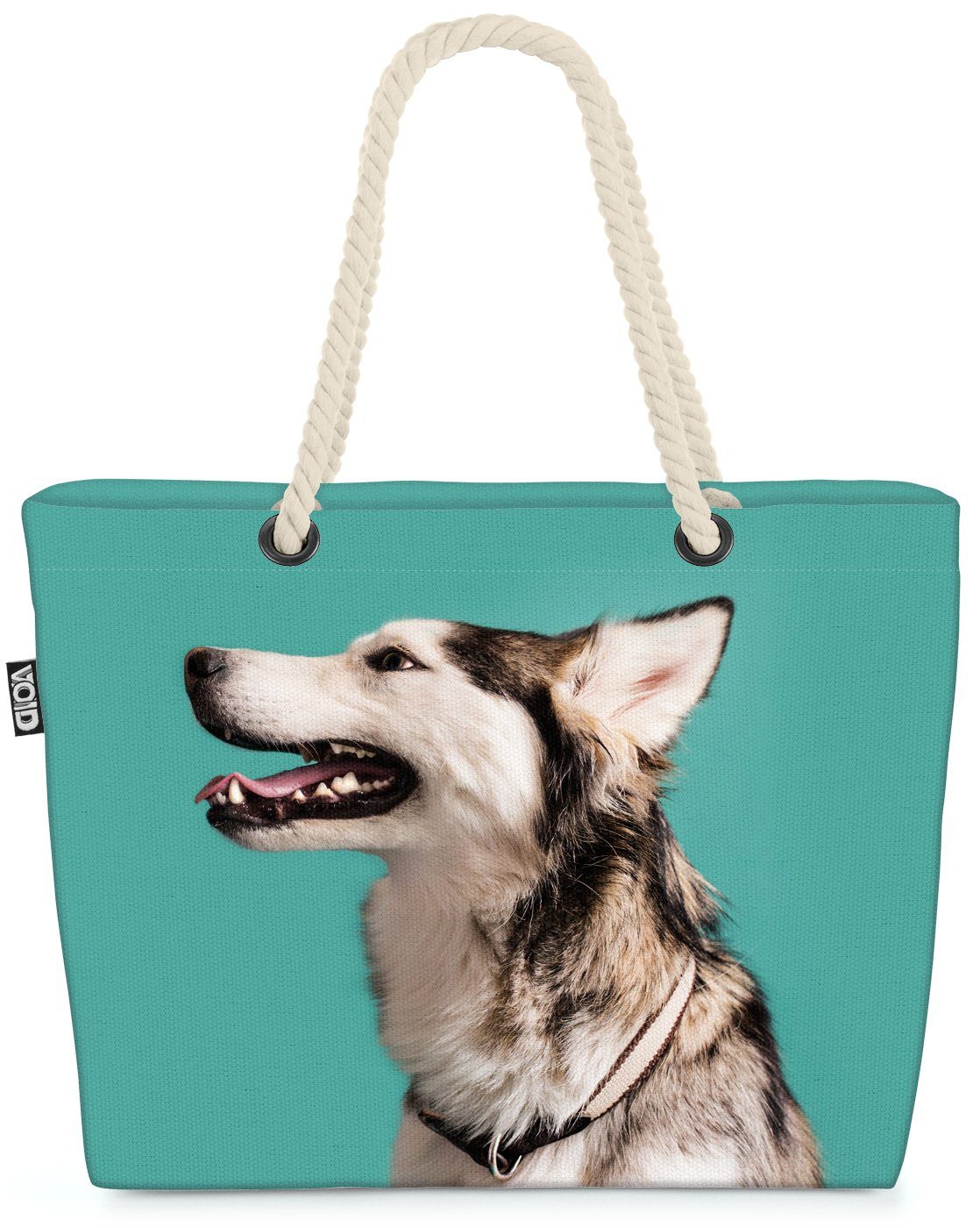 VOID Strandtasche (1-tlg), Husky Beach Bag Hund Alsaka Haustier Schlittenhund Spielzeug Leine Tier