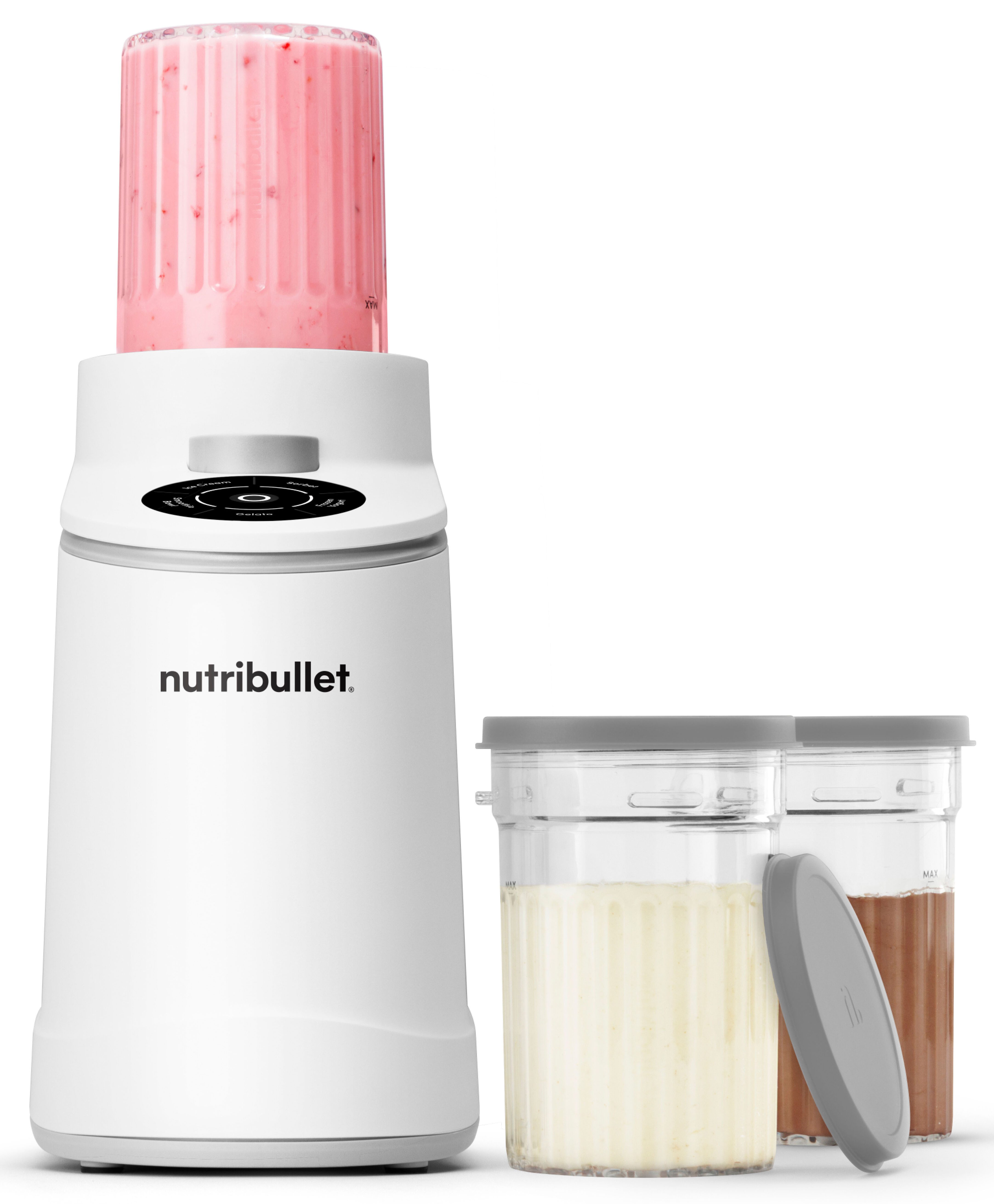 nutribullet Eismaschine nutribullet Chill, 5 Programme, 3 Behälter (NBD0503W), 500 W, Eis, Gelato, Sorbet, Smoothie Bowl, Frozen Yoghurt
