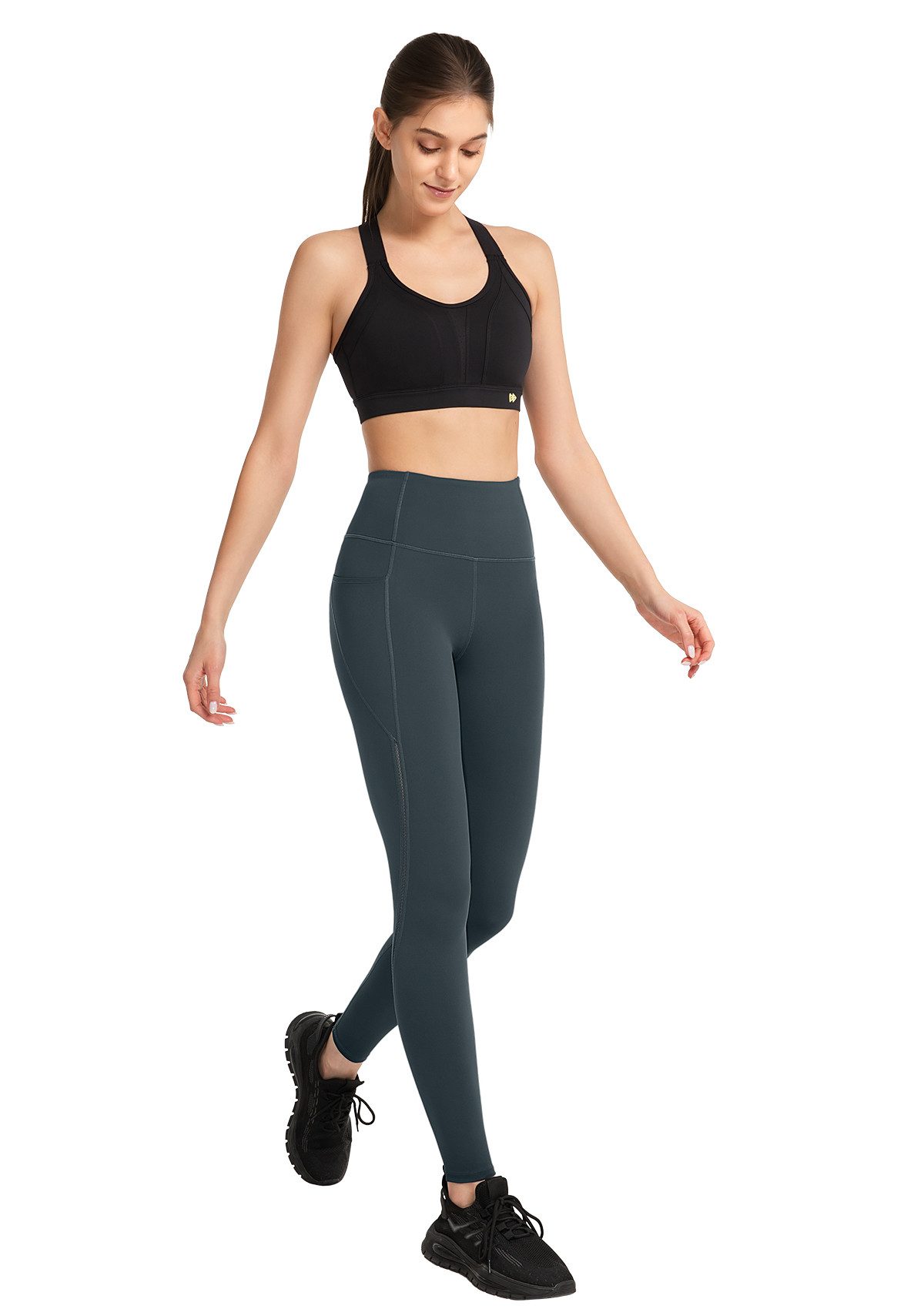 Yvette Leggings Damen Sporthose mit Taschen Atmungsaktiv, E110738A19