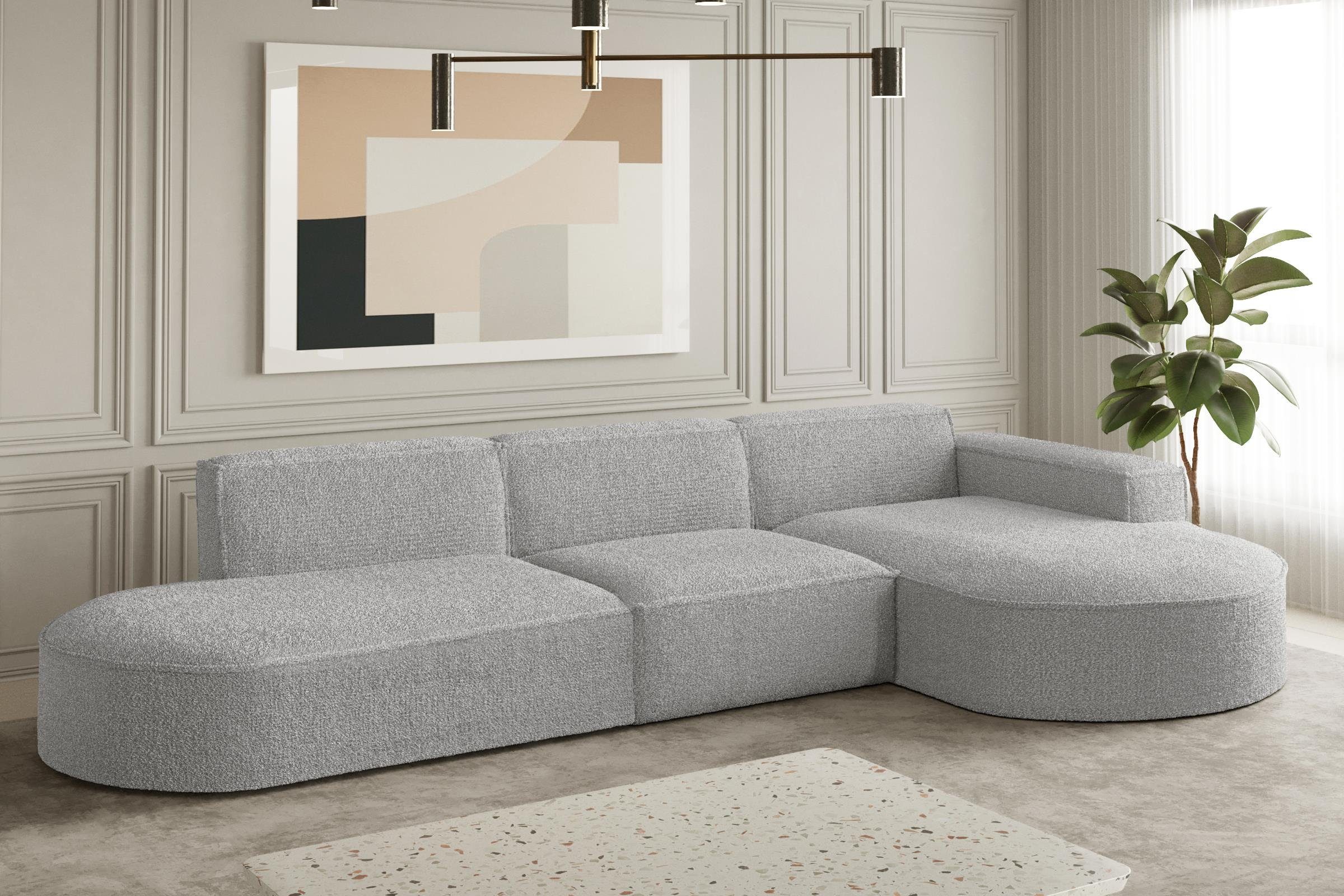 Parker Beautysofa Ecke mane, Bukla-Gewebe oder im abgerundete Teile mit aus universelle Velvetstoff, Ecksofa Polsterecke modernes L, Stil,