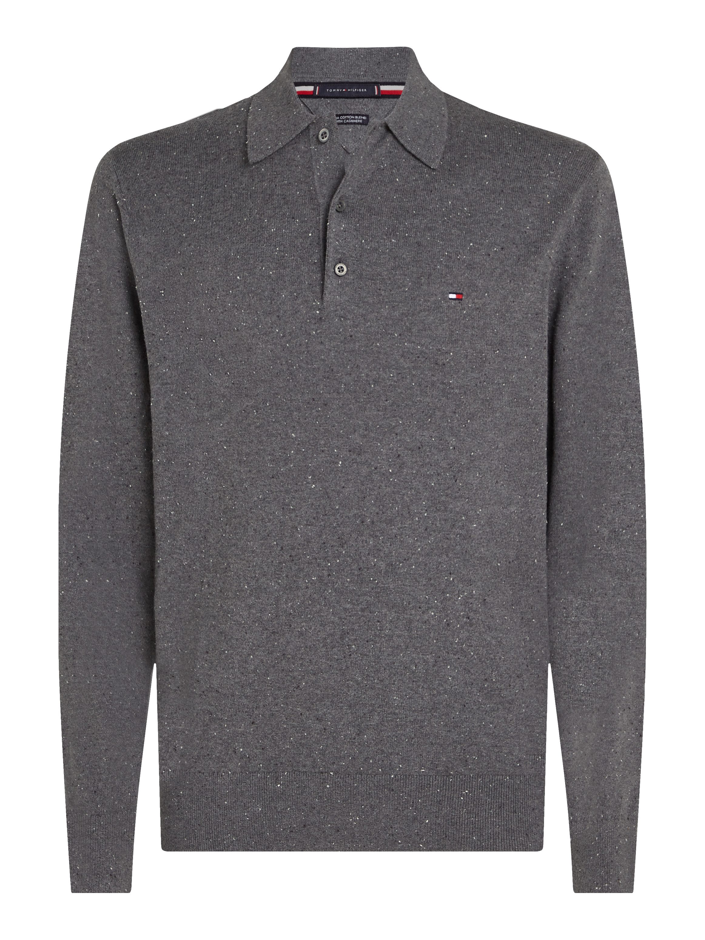 Tommy Hilfiger Polokragenpullover PIMA ORG CTN CASHMERE LS POLO Flag-Sticke günstig online kaufen