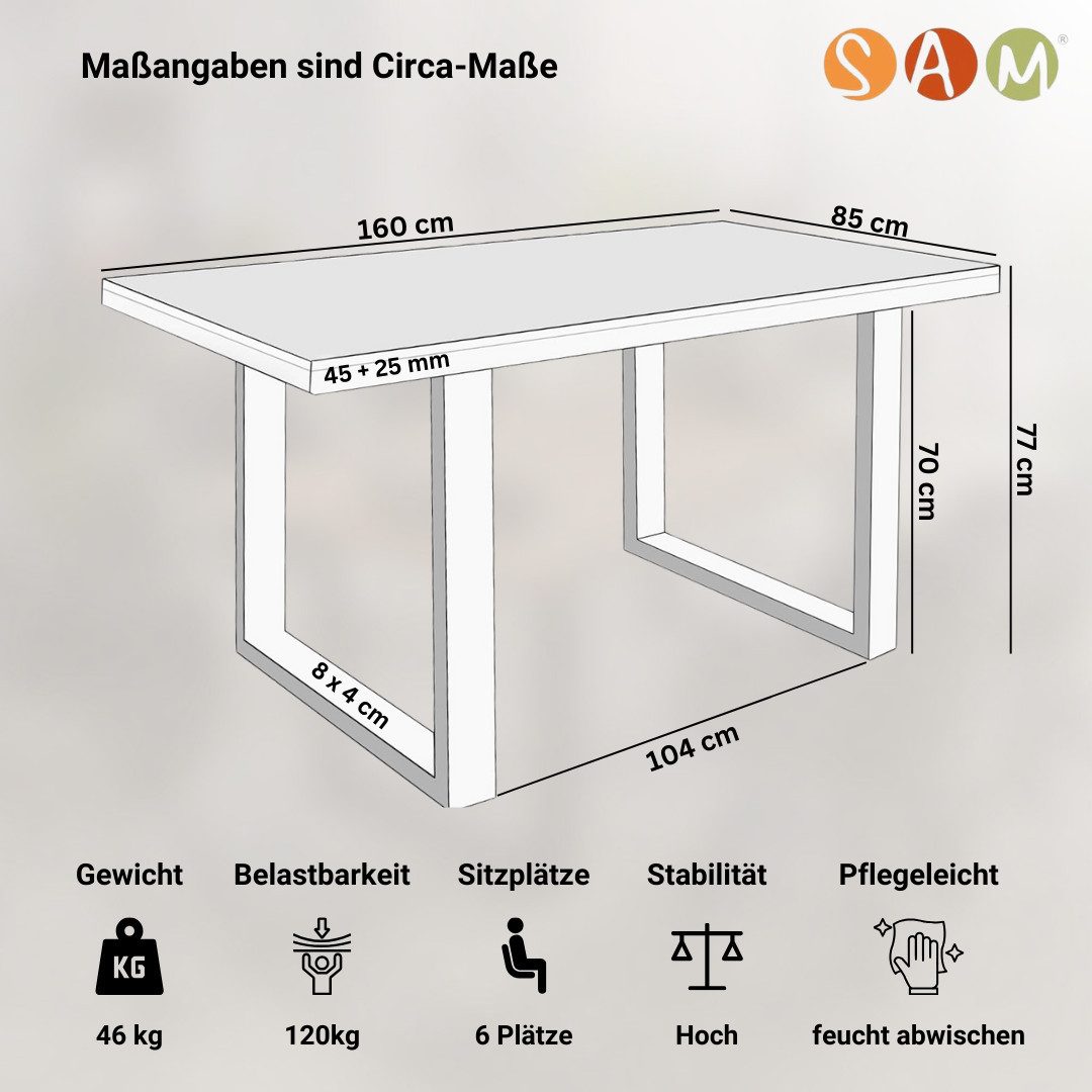 SAM® Esstisch Pearl, Akazienholz, gerade Kante, Metallgestell U-Form, bis 3 günstig online kaufen