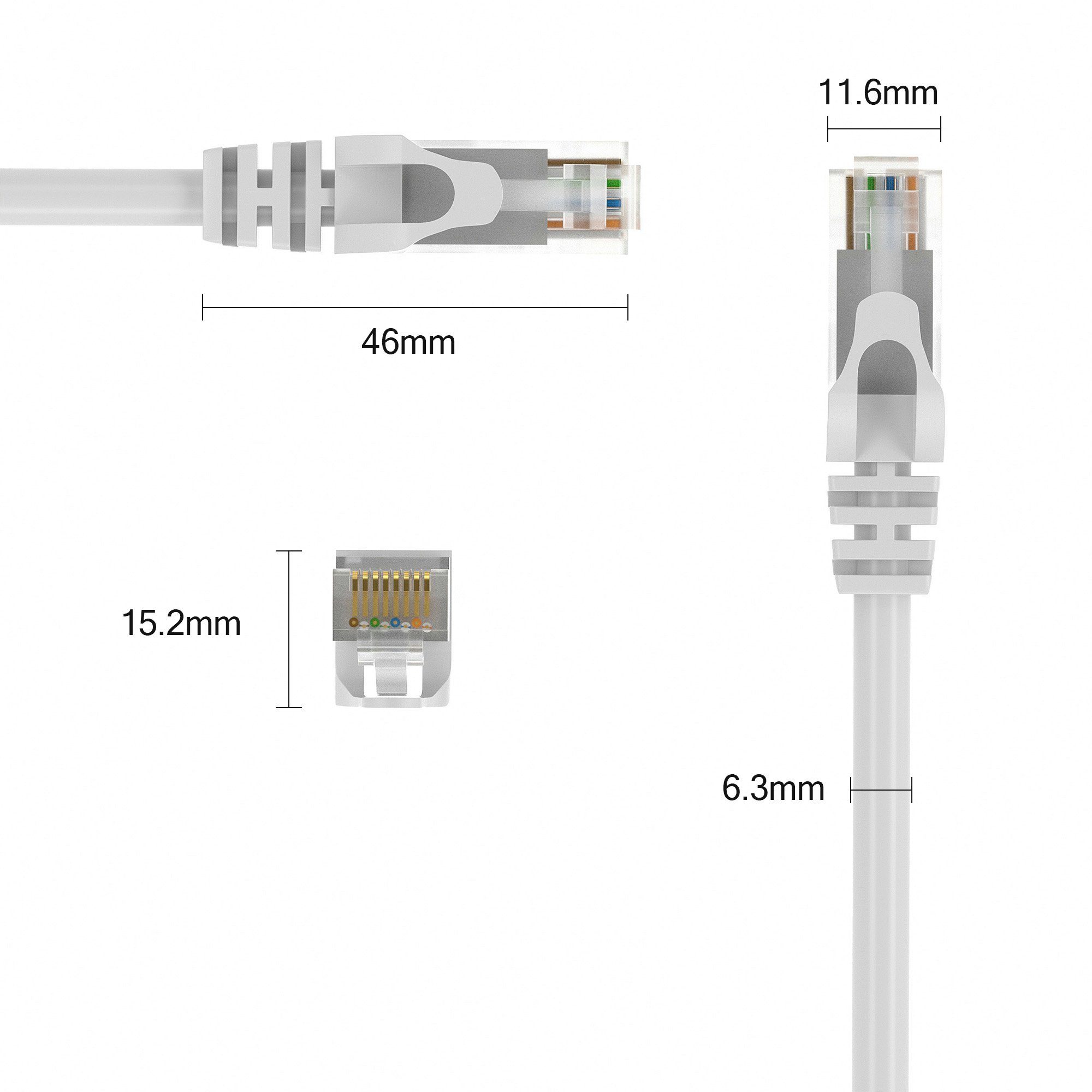 JAMEGA CAT 6 Patchkabel RJ45 Rohkabel LAN Kabel Ethernet Netzwerkkabel LAN-Kabel, CAT.6, RJ-45 Stecker (Ethernet) (150 cm)