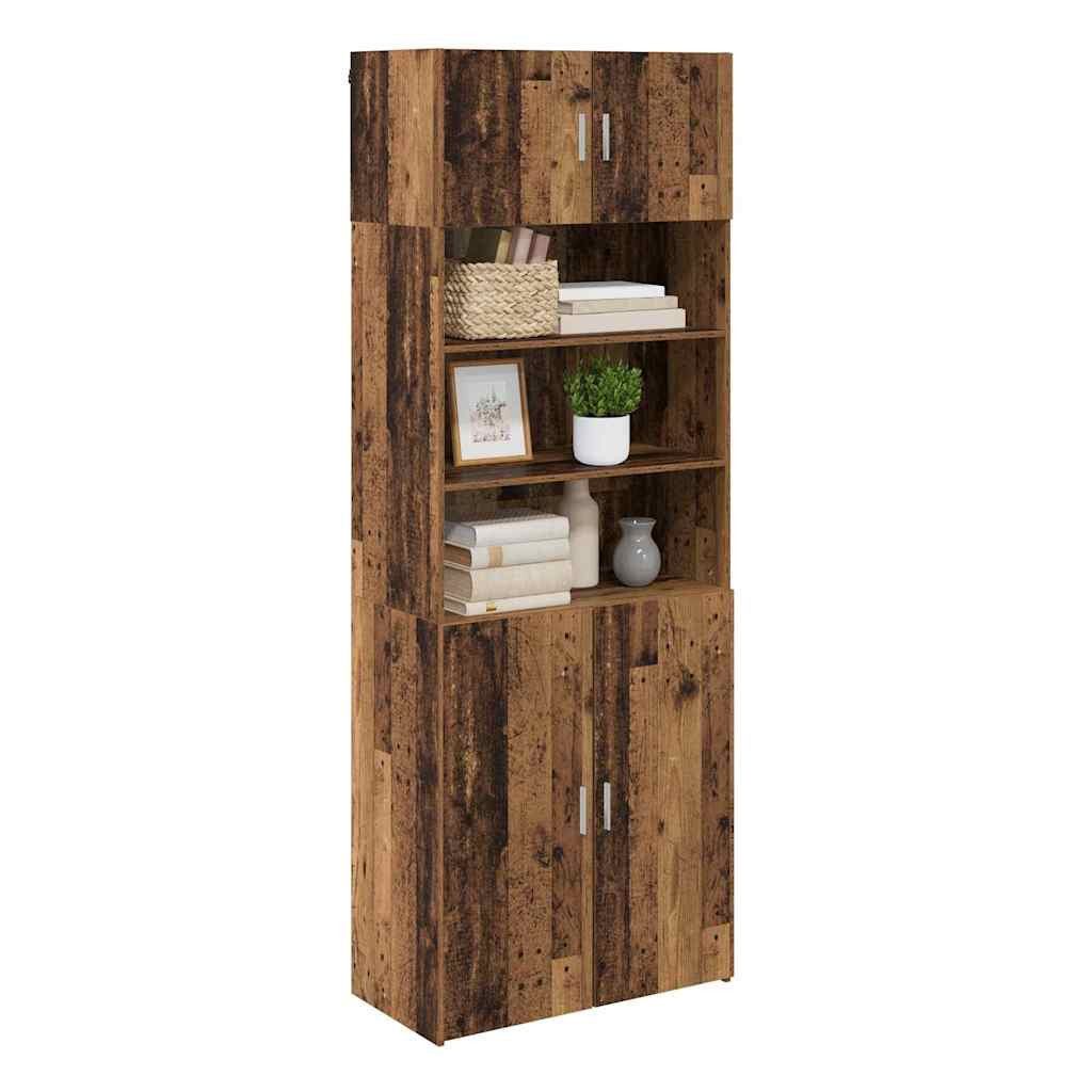 vidaXL Sideboard Aufbewahrungsschrank Altholz 80 x 42,5 x 225 cm Holzwerkstoff (1 St)