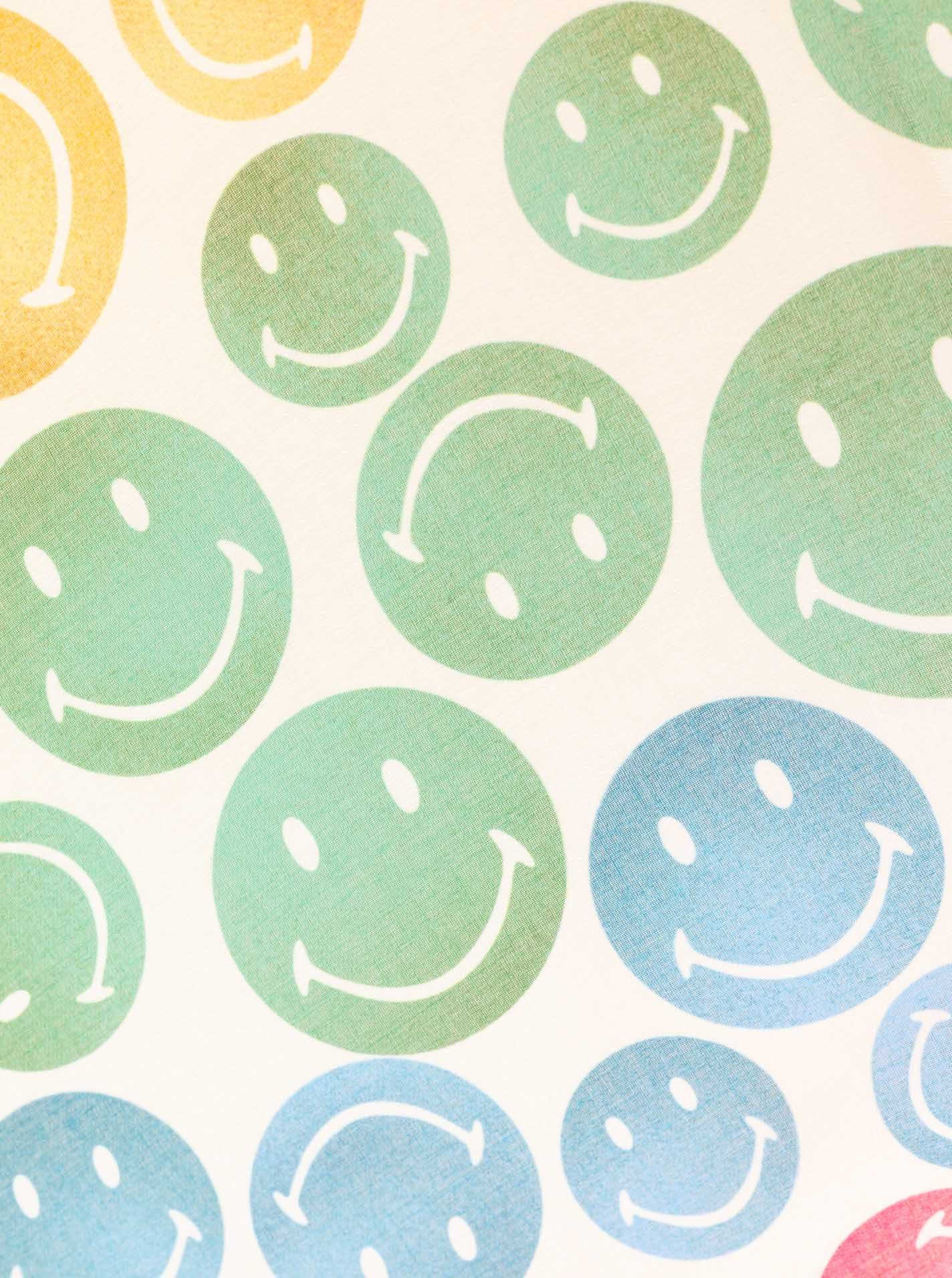 Zwillingsherz Schal "Smiles", farbenfroh, fröhliches Smiley-Muster, Fransenabschluss