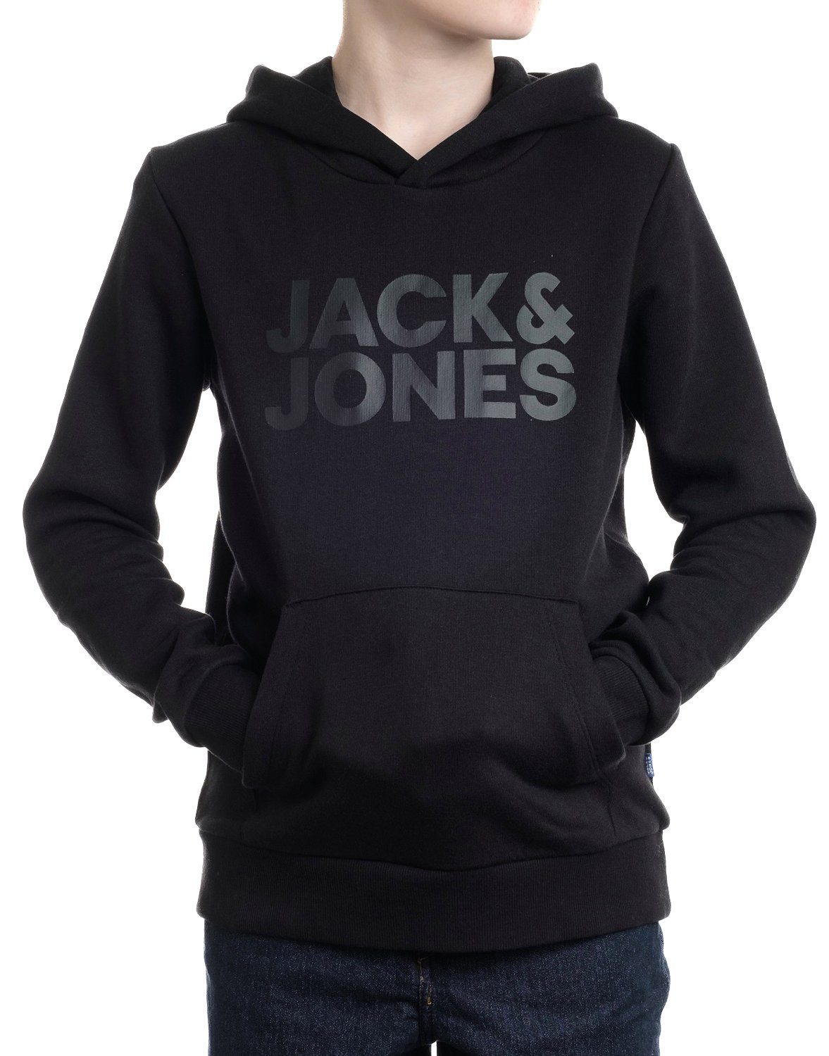 Jack & Jones Junior Kapuzenpullover Unifarbe Black-Asphalt