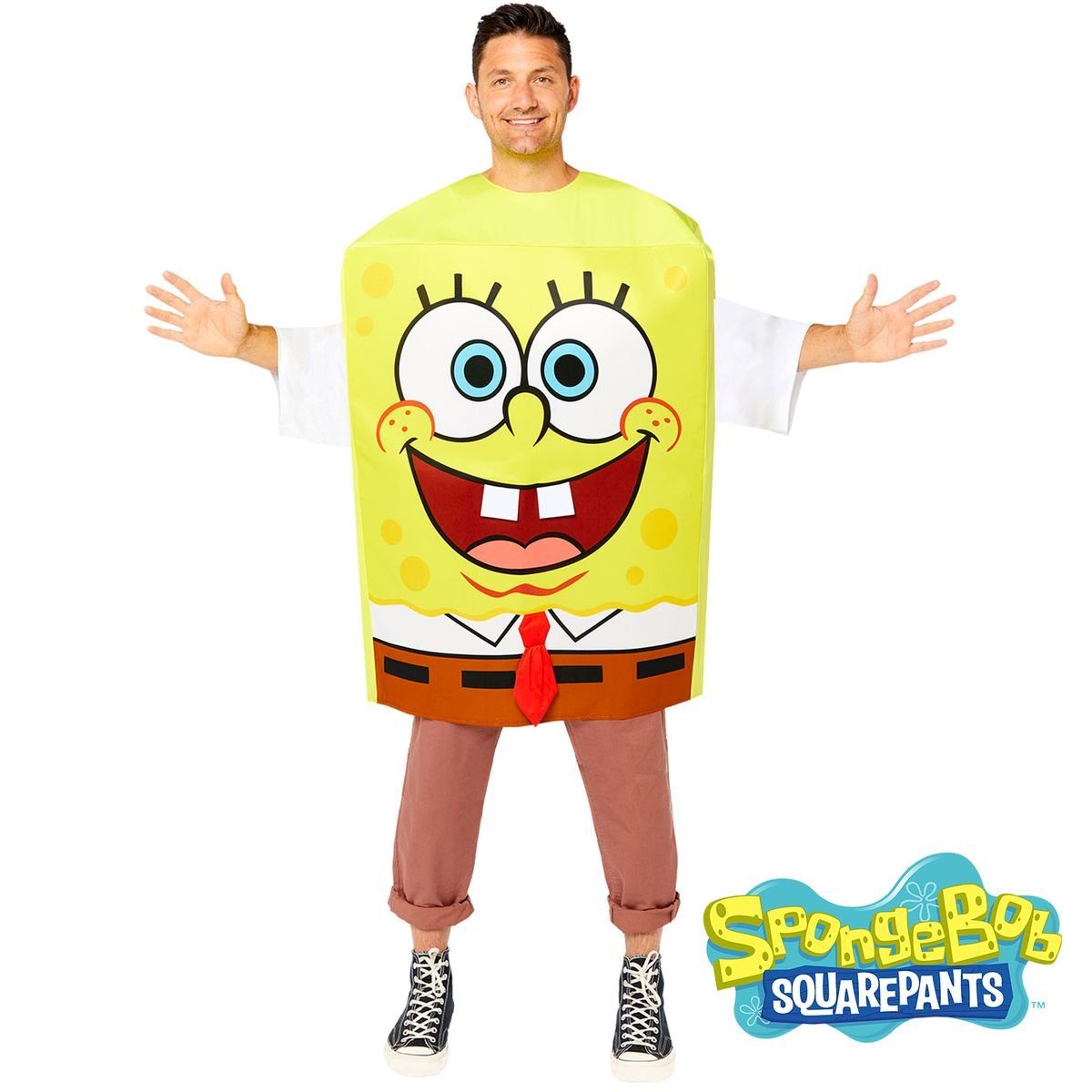 Amscan Kostüm Spongebob Schwammkopf Kostüm für Erwachsene, Faschingskostüm, Karnevalskostüm
