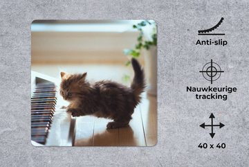 MuchoWow Gaming Mauspad Katze - Tier - Kätzchen (1-St), Mousepad mit Rutschfester Unterseite, Gaming, 40x40 cm, XXL, Großes