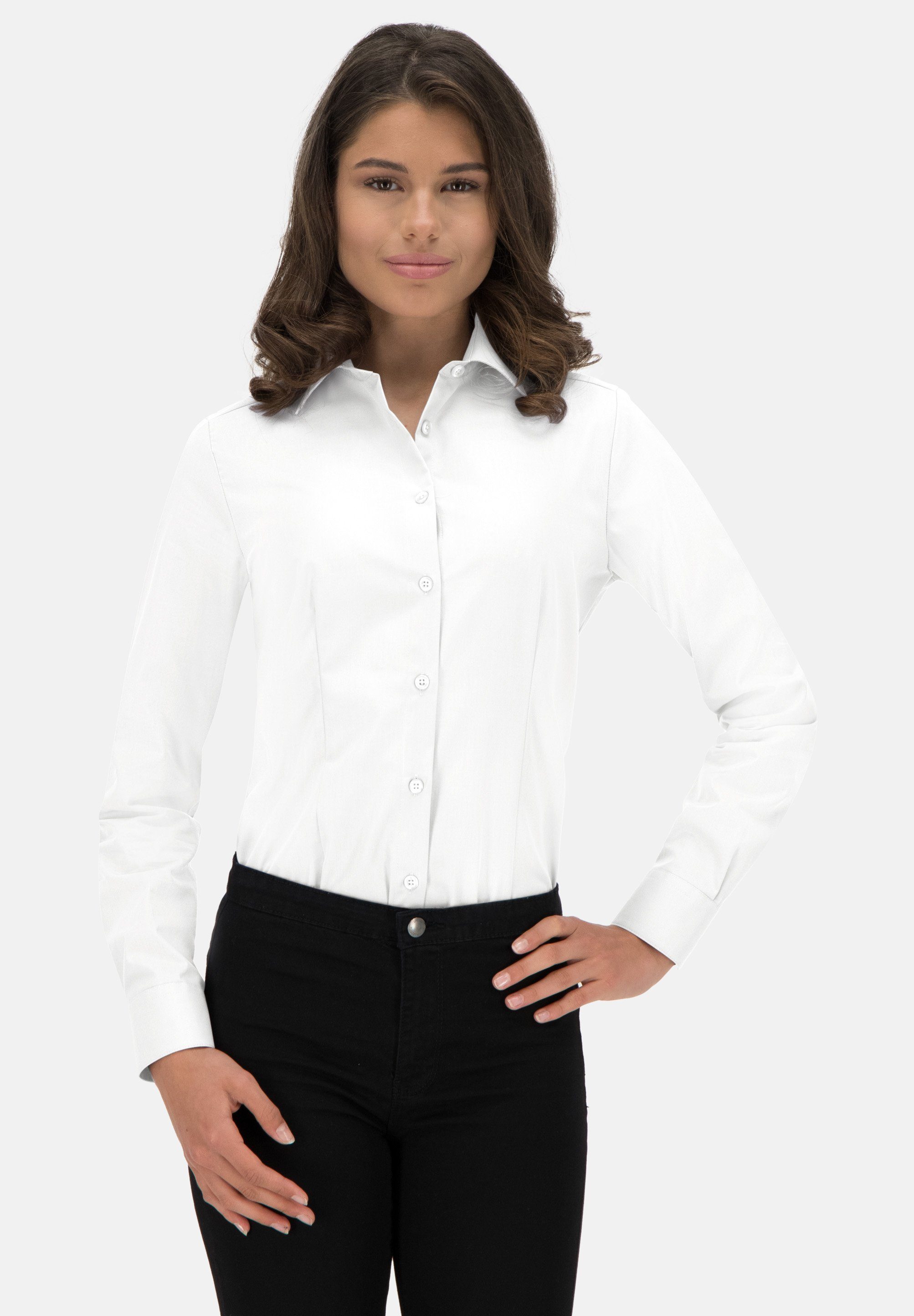 Petermann Flanellbluse Verona in zeitlosem Business-Look weiß | Blusen