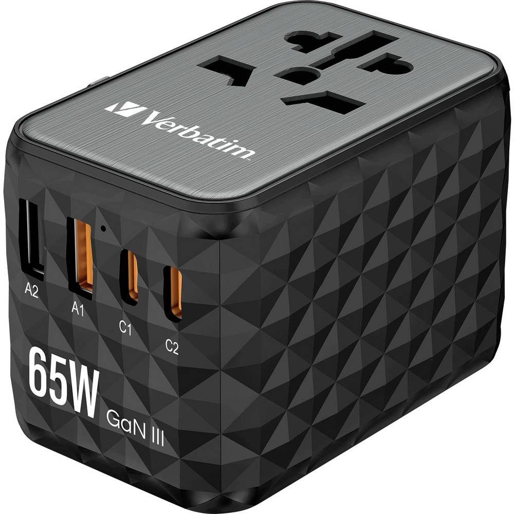 Verbatim UTA-05 GaN III USB Ladegerät 65 W 2x USB-A, 2x USB-C® USB PD, USB PD USB-Ladegerät (GaN)
