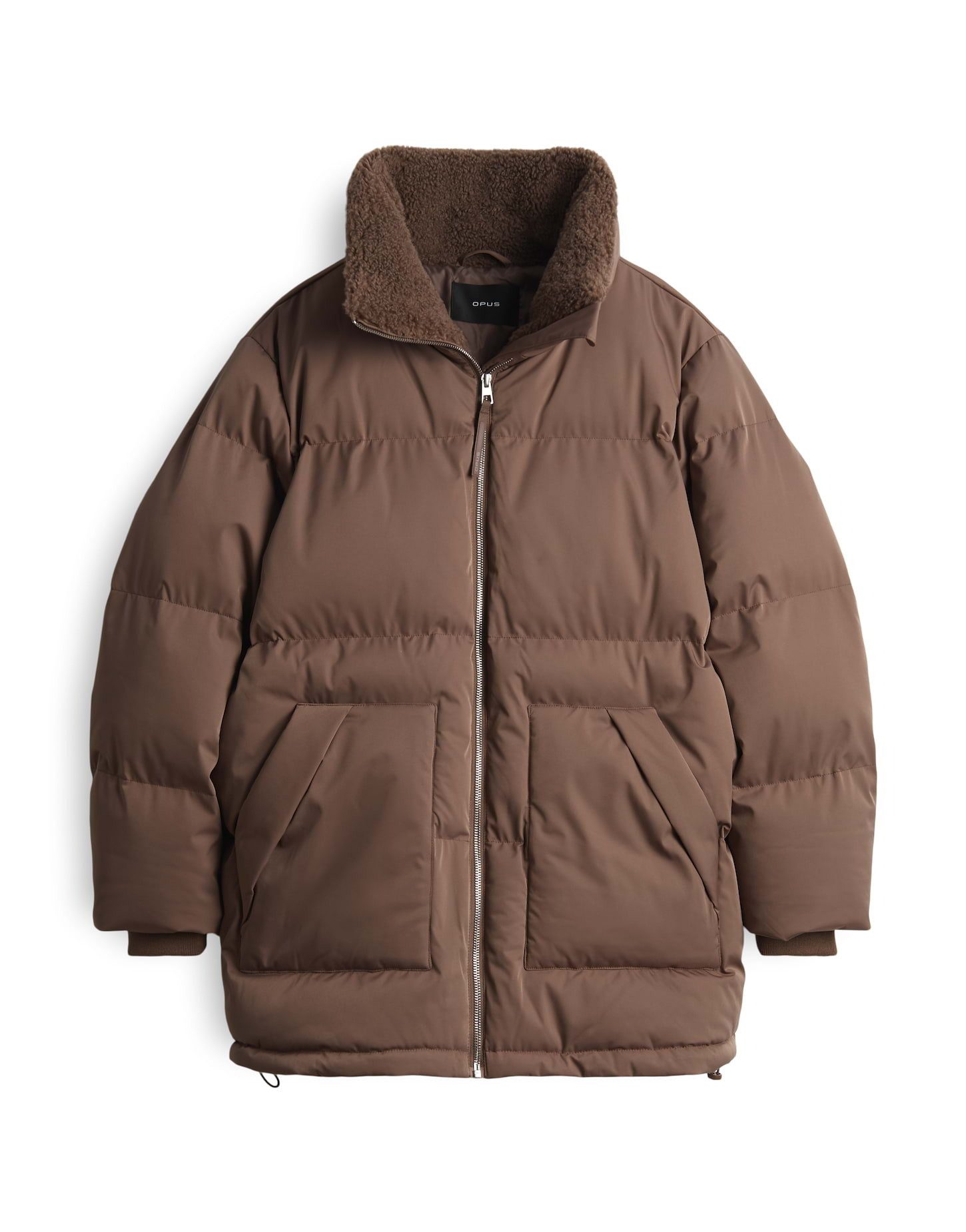 OPUS Steppjacke HILEEN mit Teddyfellkragen ovaler Schnitt, aufgesetzte Taschen vorne, Reißverschluss