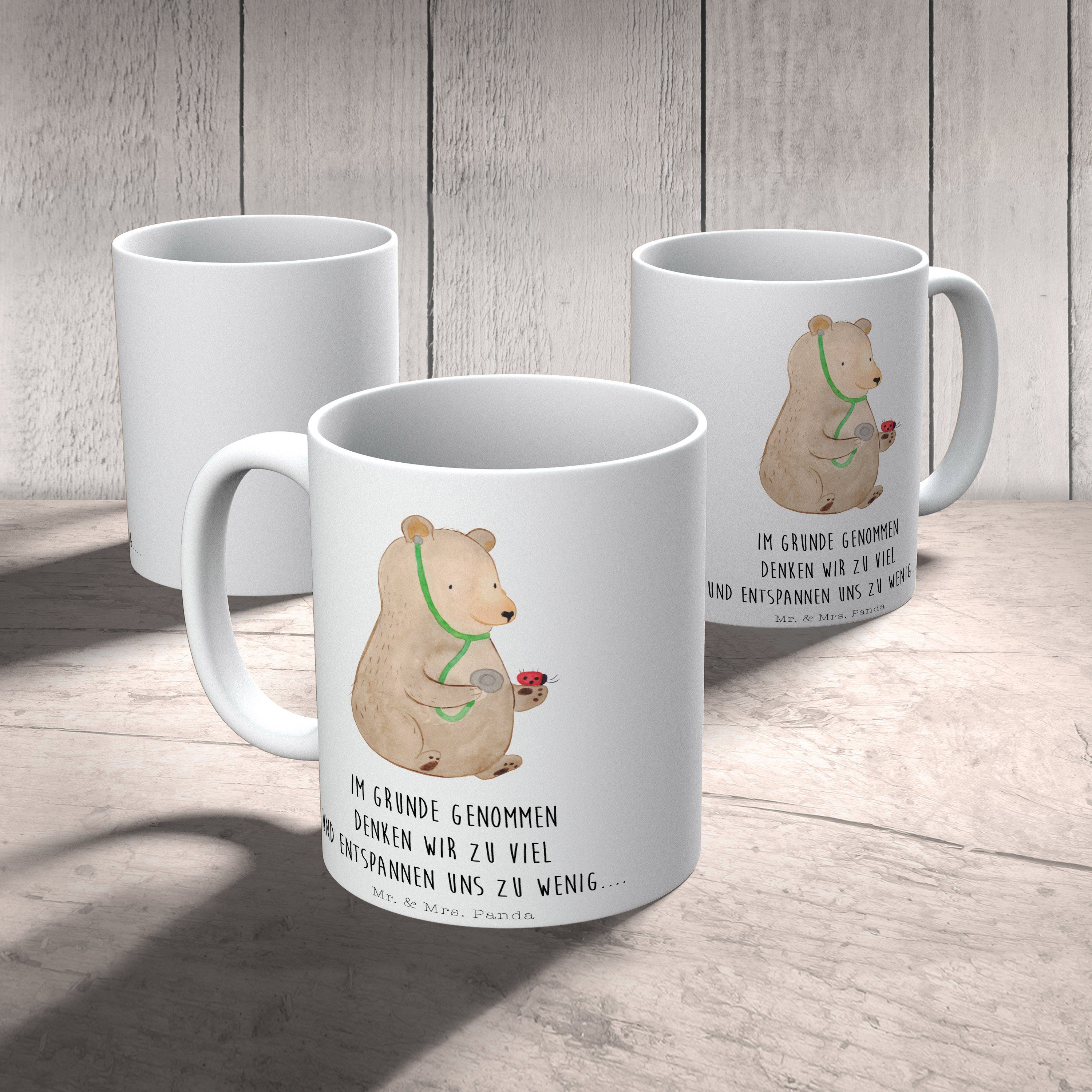 Mr. & Mrs. Panda Tasse, - Keramik Kaffeetasse, Tasse Geschenk, Geschenk Bär Weiß Porzellantas, Arzt 
