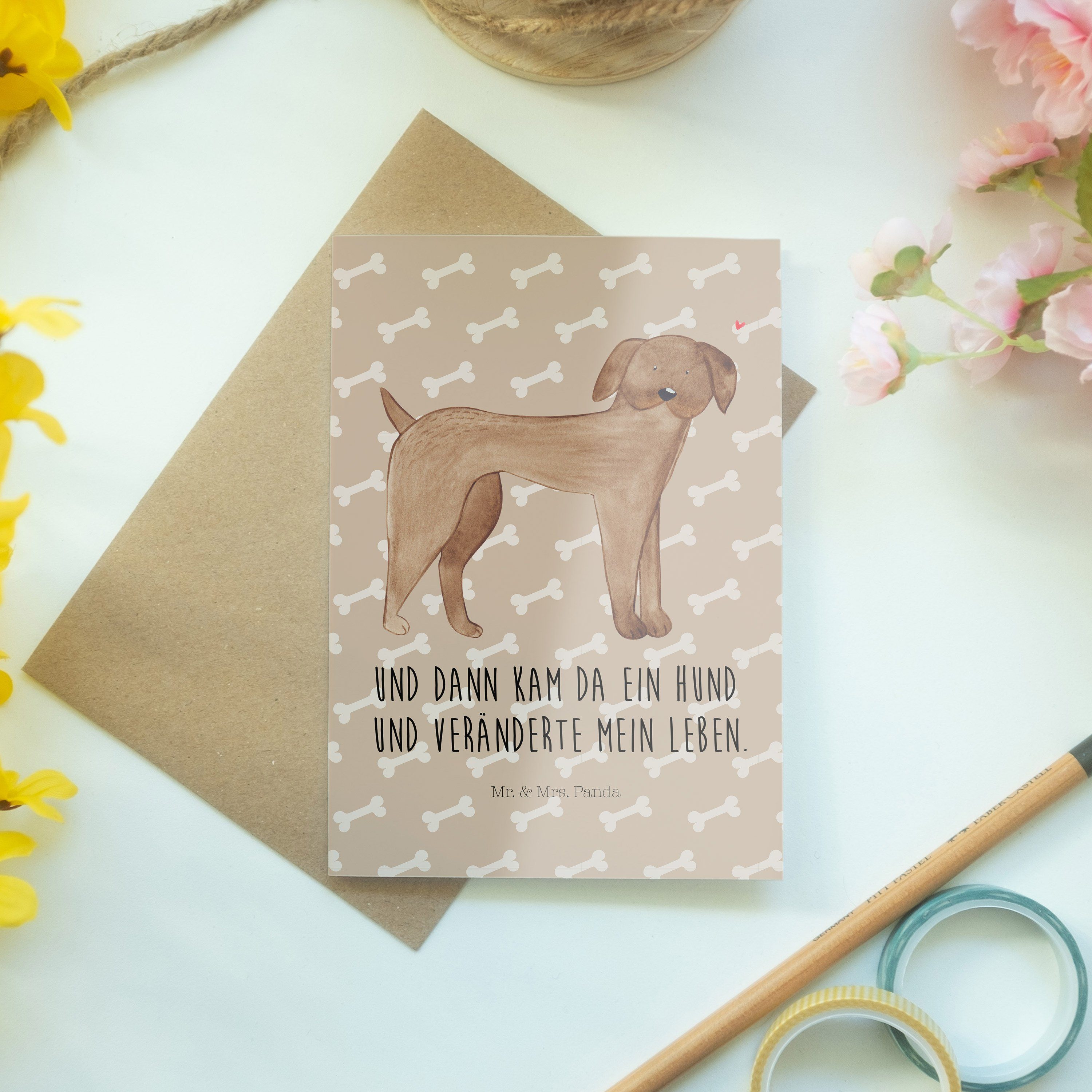 Mr. & Mrs. Panda Grußkarte Hund - - Herz, Karte, Einladungskarte, Glü Hundeglück Geschenk, Dogge
