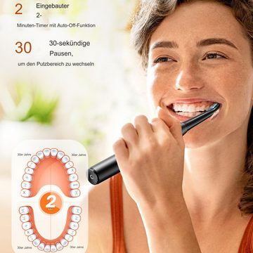 Tidyard Elektrische Zahnbürste Bitvae D2, Aufsteckbürsten: 8 St., 5 Modi, Ultraschall-Elektrozahnbürste mit Timer, Halter
