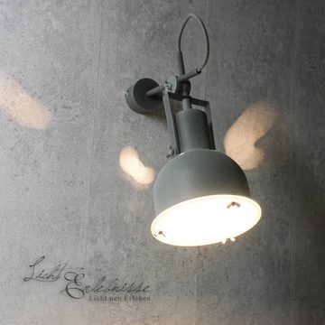 Licht-Erlebnisse Wandstrahler INDUSTRIAL, ohne Leuchtmittel, Wandlampe Metall Industrie Stil verstellbar Innen Wohnzimmer Lampe