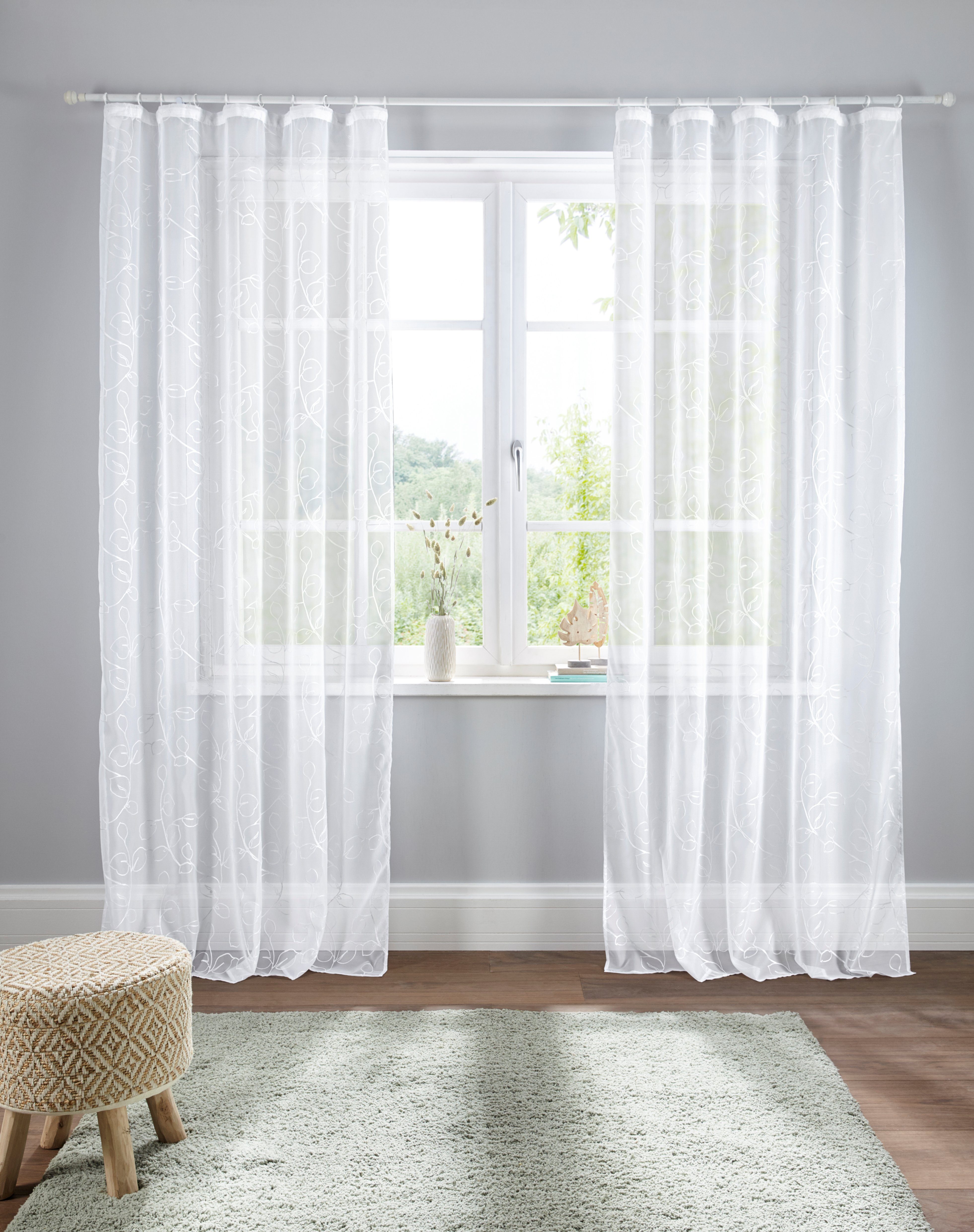 unisex Gardine Adele, Home affaire, transparent, mit transparent, Kräuselband St), (1 Voile Stickerei, floraler Voile