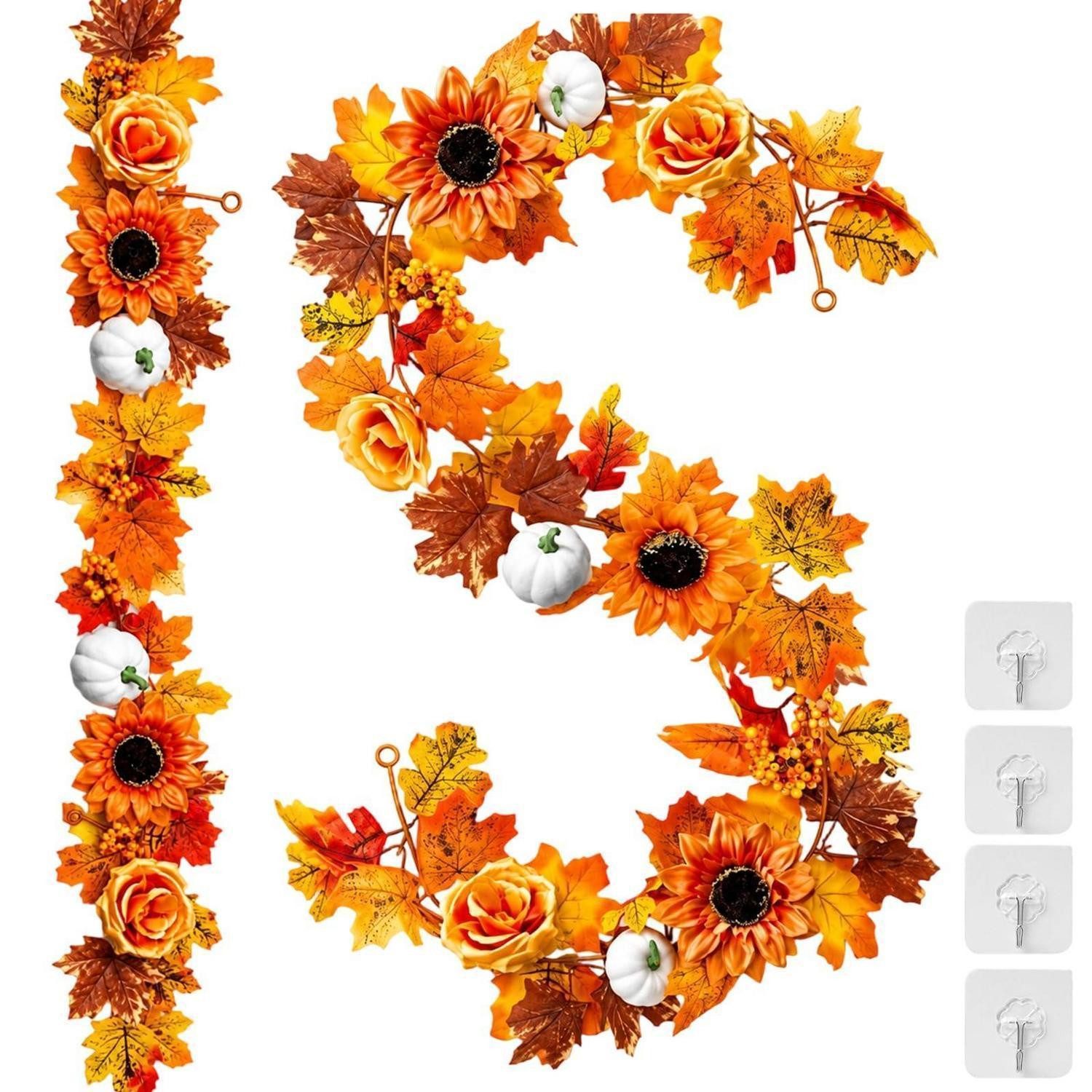 LuxusKollektion Girlande Herbstgirlande Blätter 2m mit Kürbis/Sonnenblumen
