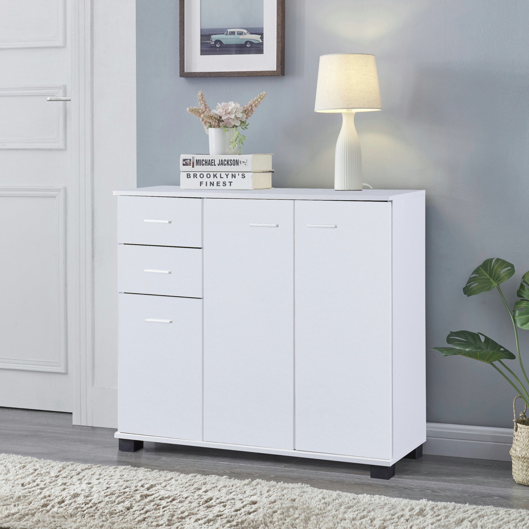 en.casa Sideboard, »Crimla« 76x80x28cm Weiß günstig online kaufen