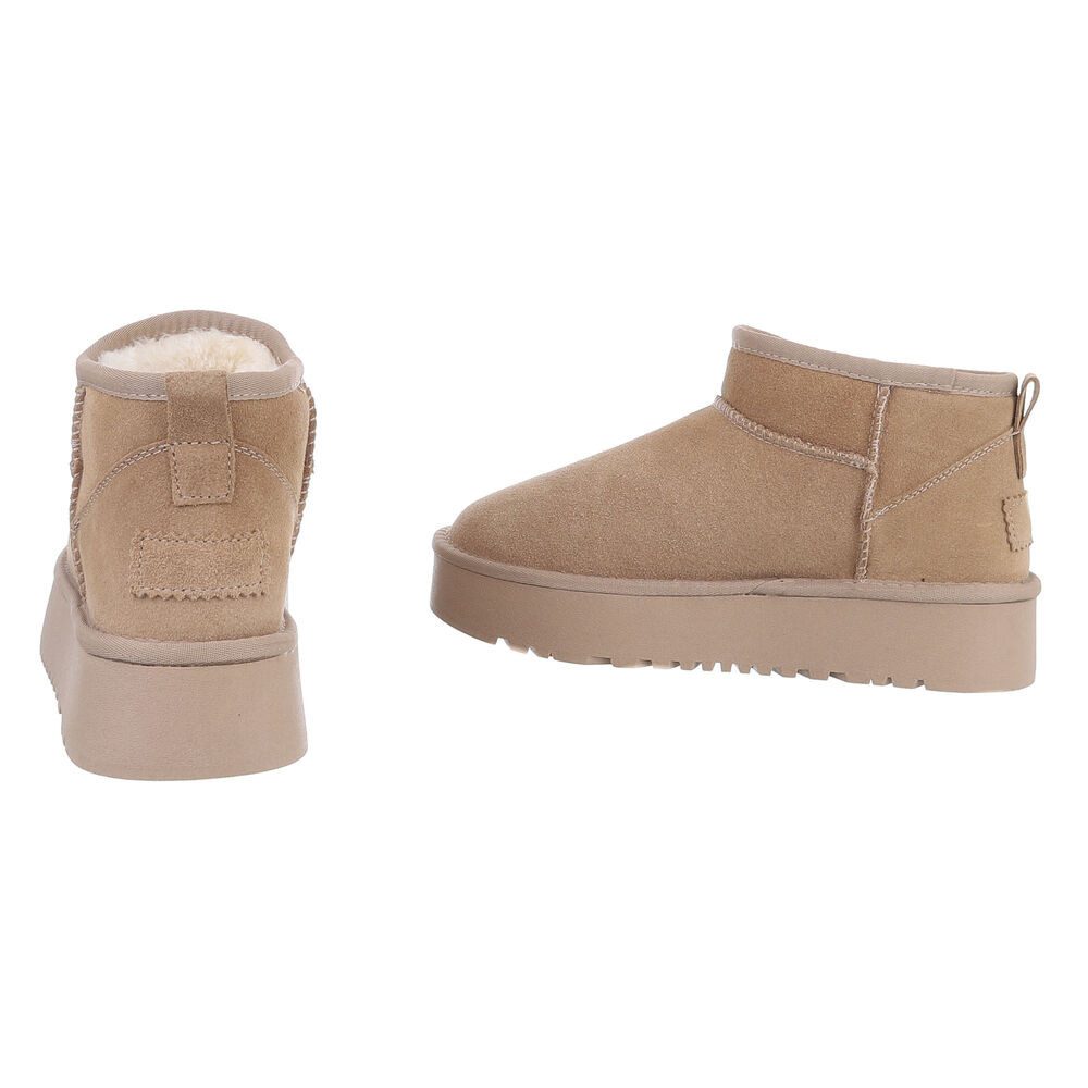 Ital-Design Stilvolle Damen-Lederschuhe für Freizeit und Alltag Snowboots (88519335) Flach Stiefeletten in Hellbraun