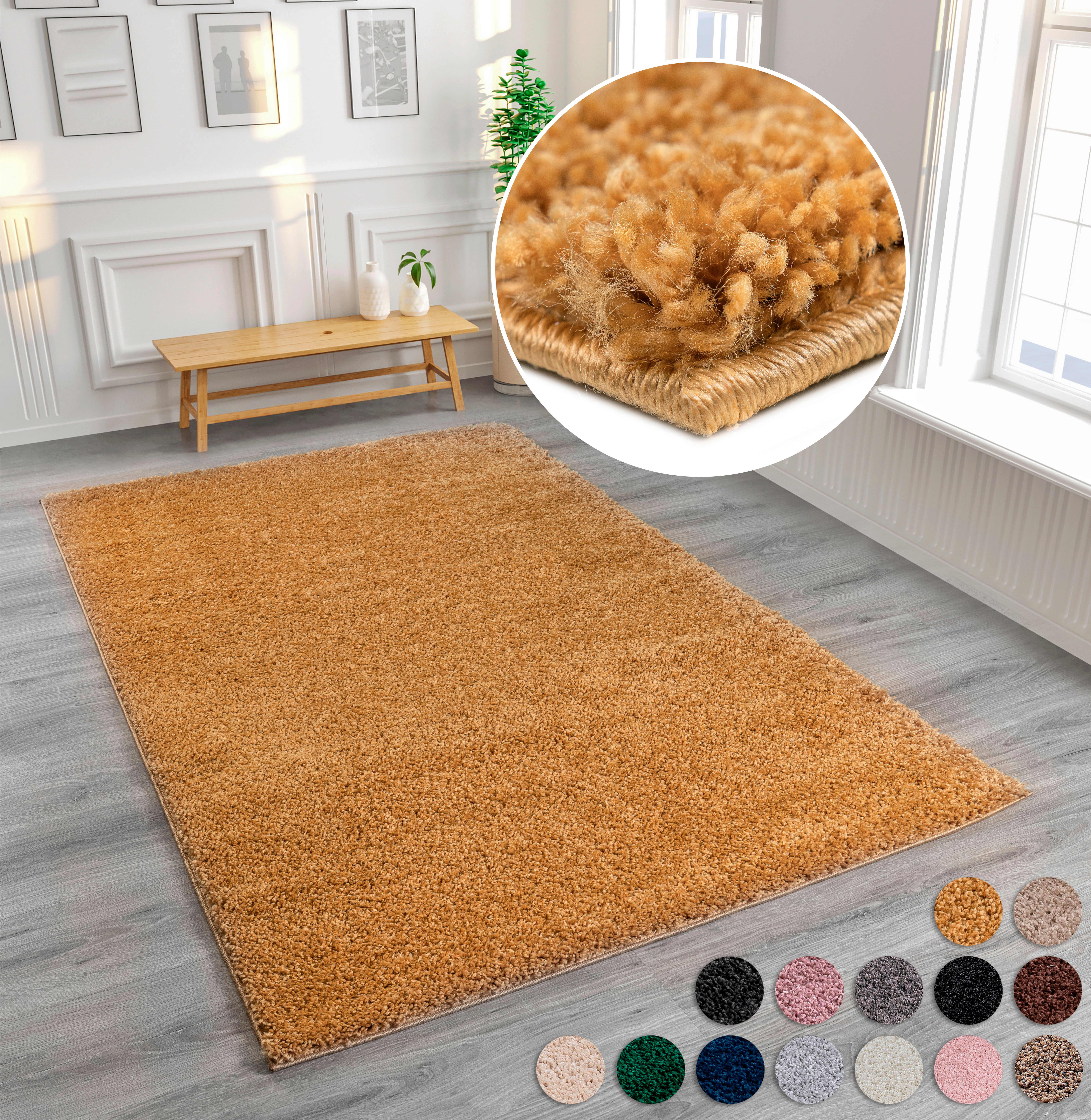 my home Hochflor-Teppich Viva, rechteckig, Höhe: günstig online kaufen