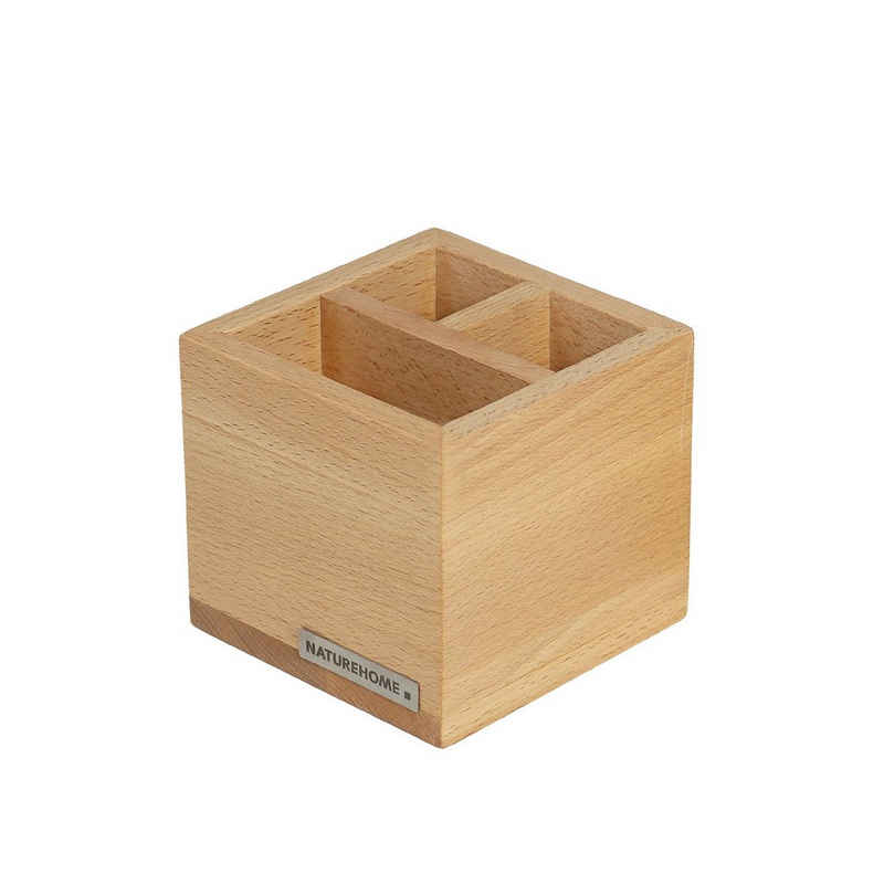 NATUREHOME Aufbewahrungsbox Stiftebox Pinselbox Stiftehalter CLASSIC 11 x 11 x 10 cm Holz