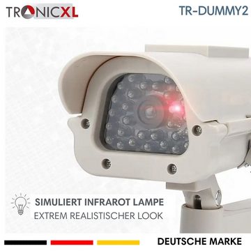 TronicXL 4x Dummy Premium Solar Kamera Attrappe Außen Kameraattrappe Überwachungskamera Attrappe (Innenbereich, Außenbereich, Set, 4-tlg., blinkende LED wetterfest Außenbereich OUTDOOR)
