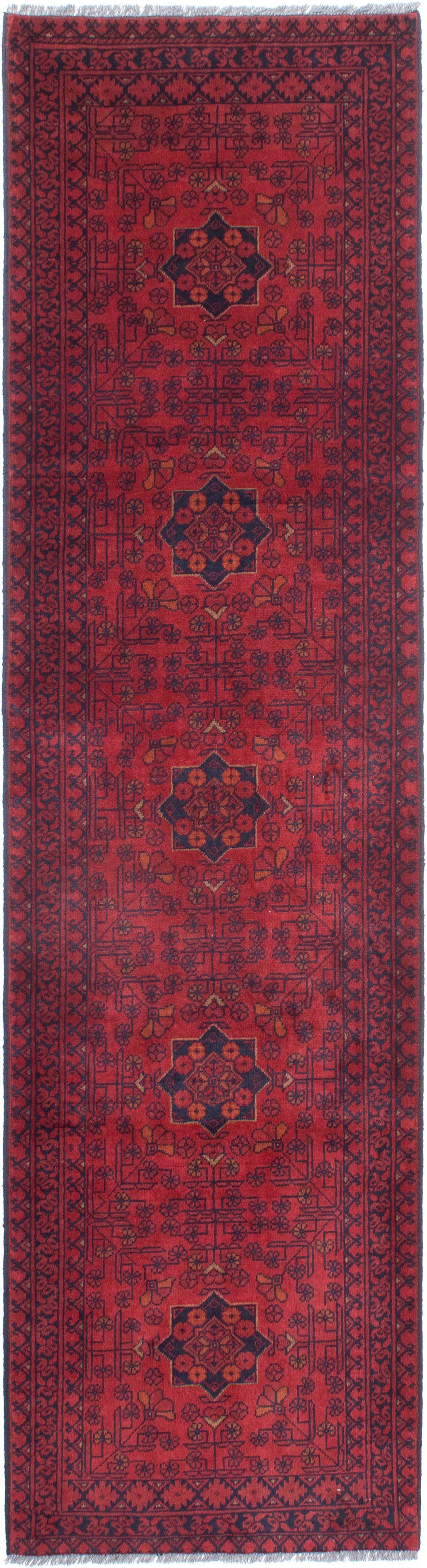 Orientteppich Afghan dunkelrot, - 7 Höhe: 80 - 288 Kunduz Zertifikat Einzelstück Handgeknüpft, cm x - rechteckig, Wohnzimmer, morgenland, mit mm