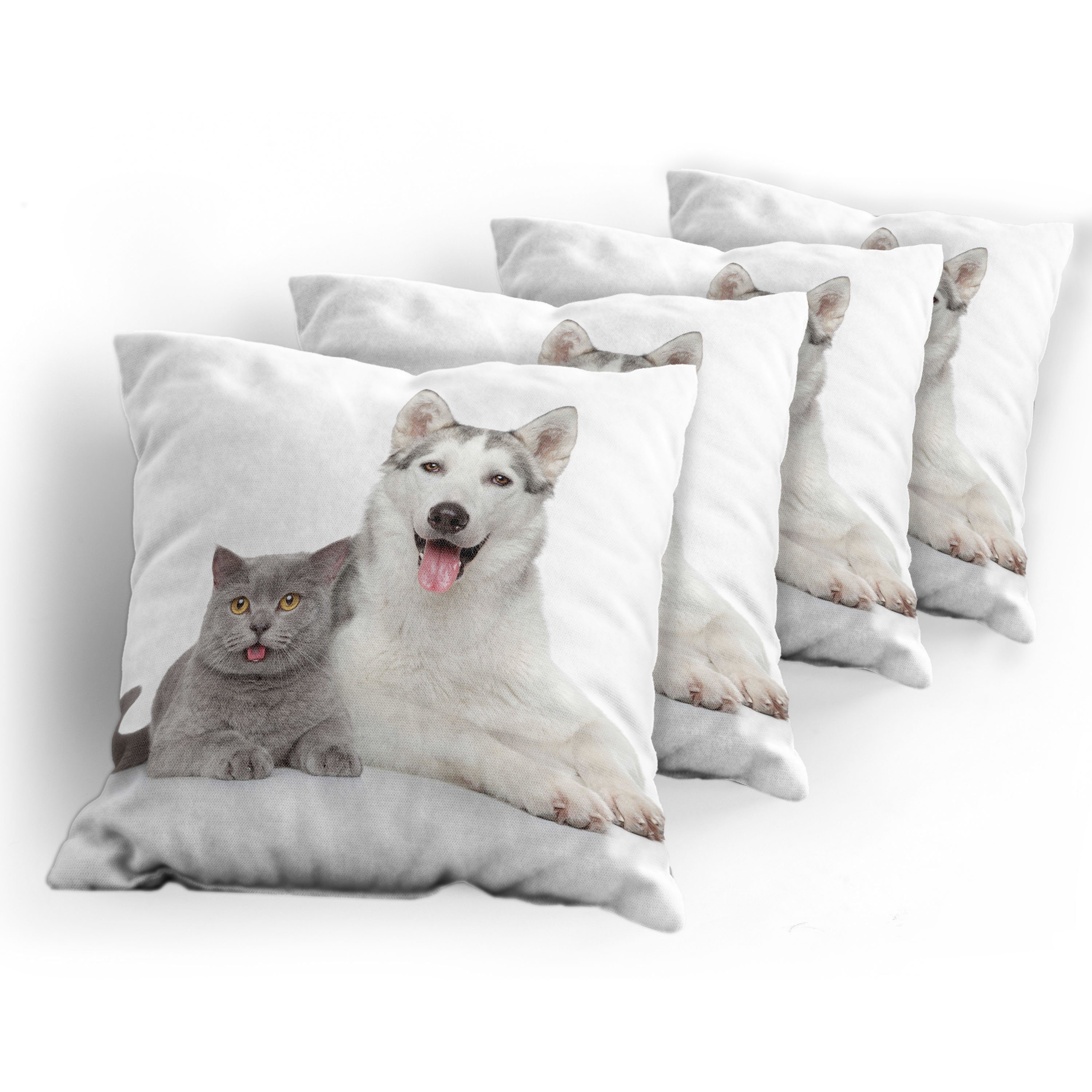 Abakuhaus Digitaldruck, Haustier Stück), Haustiere Digitale Doppelseitiger (4 Modern Accent Hunde Kissenbezüge Tiere