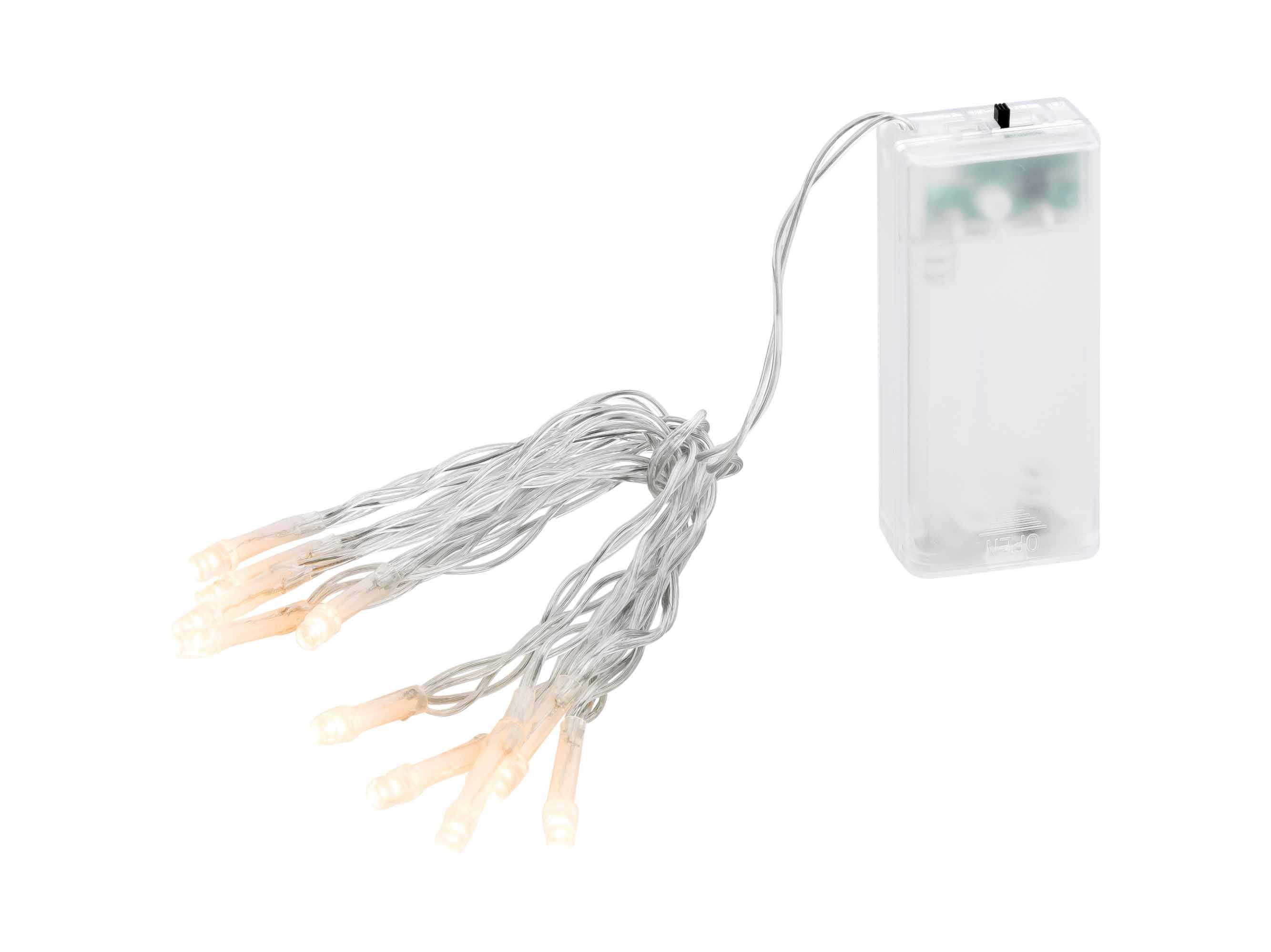 Linder Exclusiv GmbH LED-Lichterkette, Batterie 1,35m 10 LEDs warmweiß 6/18h Timer transparent