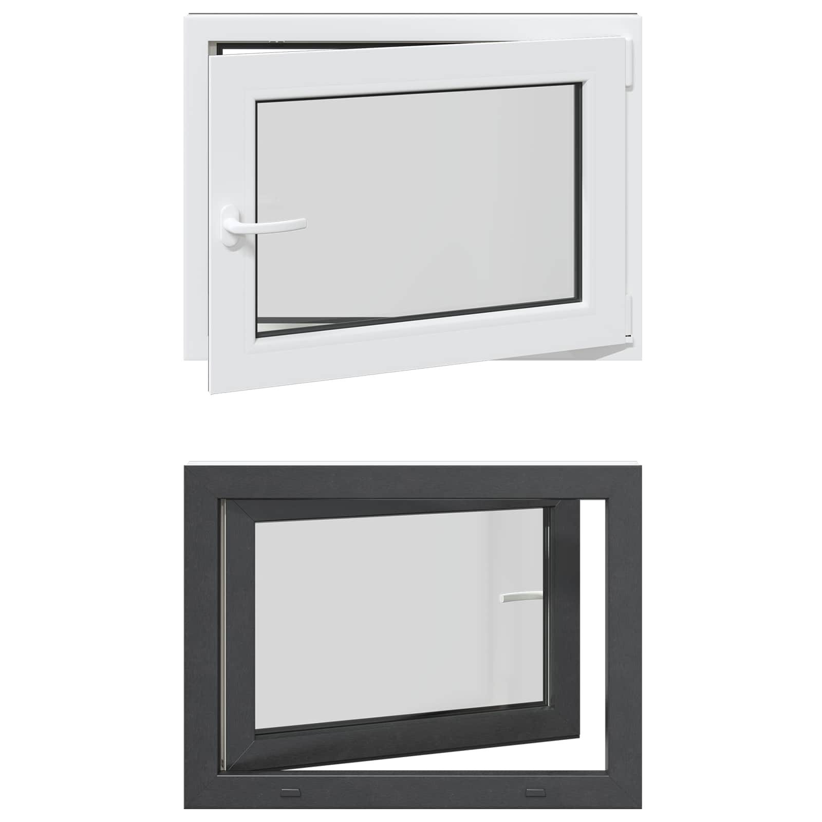 vidaXL Fenster Kellerfenster Innenseite Farbe Weiß RISOR 80 x 70 cm, (1 St)