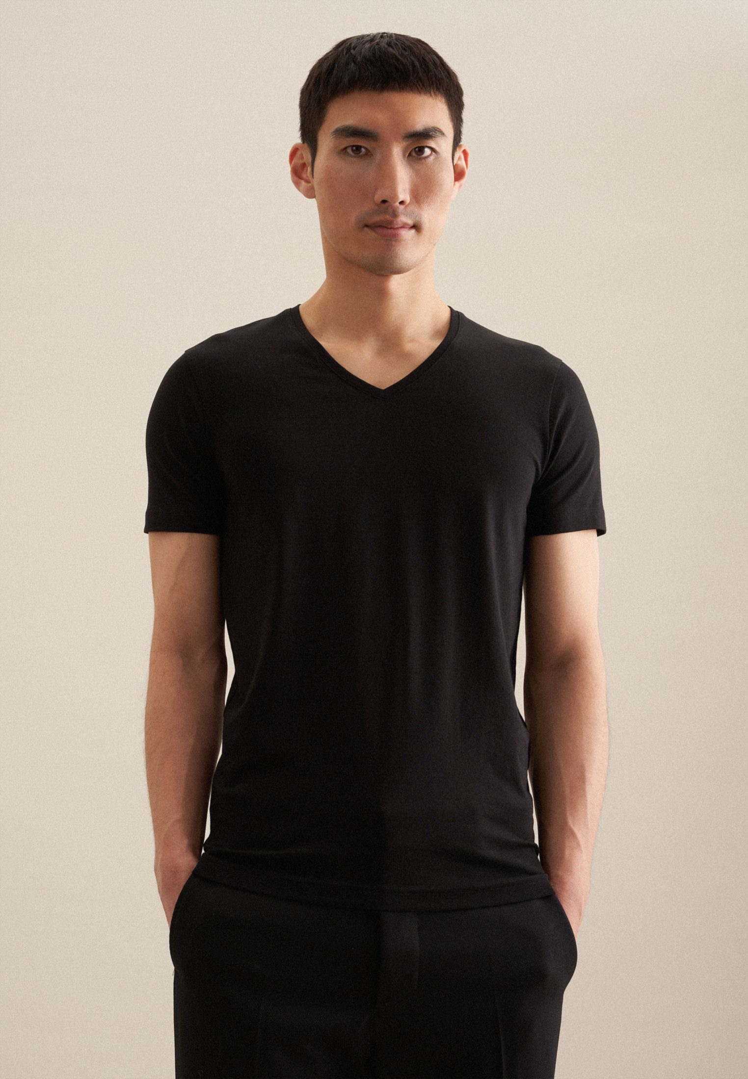 seidensticker T-Shirt Schwarze Rose Kurzarm V-Neck günstig online kaufen