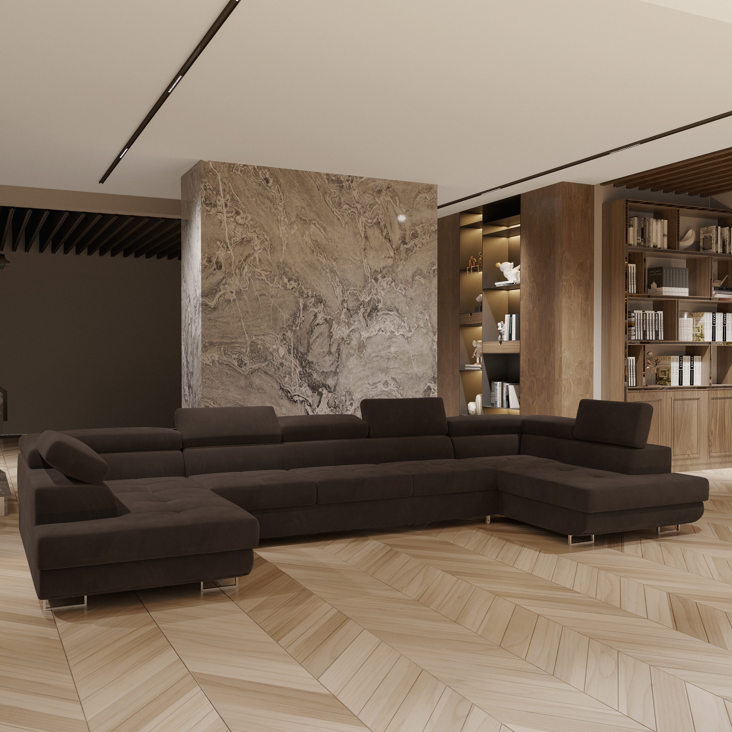 Masseno Ecksofa ISOLANO mit Schlaffunktion U-Form, Sofa mit Bettkasten