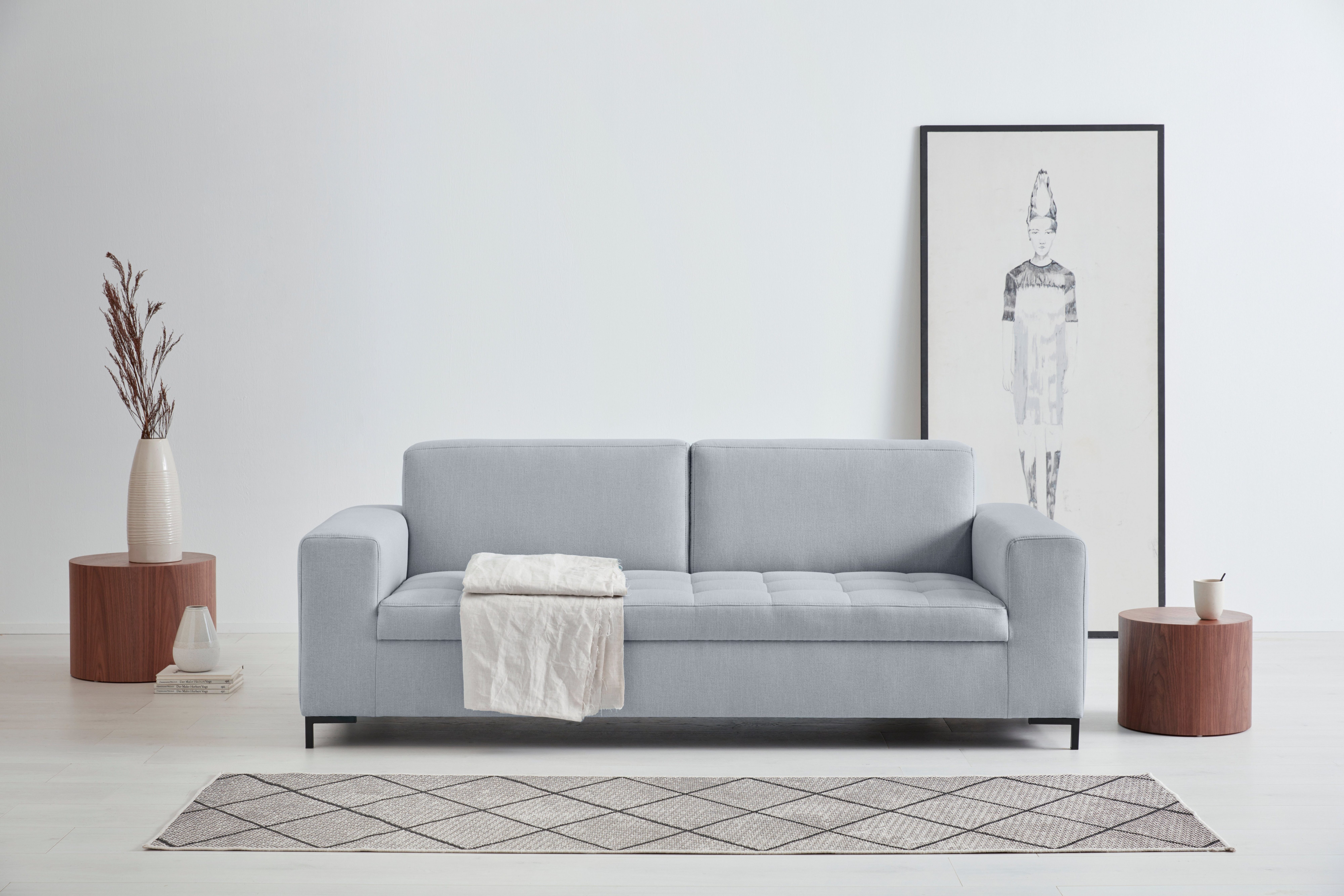 OTTO products 3-Sitzer Grazzo, zeitlos und elegant, moderne Sitzheftung, hochwertige Stoffe aus recyceltem Material, Steppung im Sitzbereich