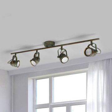 Lindby Deckenleuchte Leonor, dimmbar, Leuchtmittel nicht inklusive, Antik, Metall, Grünspan, 4 flammig, GU10, Deckenleuchte, Lampe