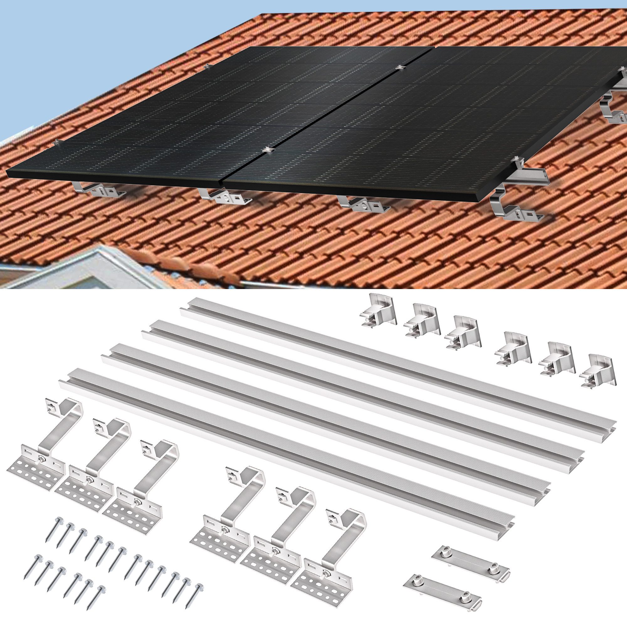 Solarmodul-Halterung Solarpanel Halterung für Ziegeldach Balkonkraftwerk