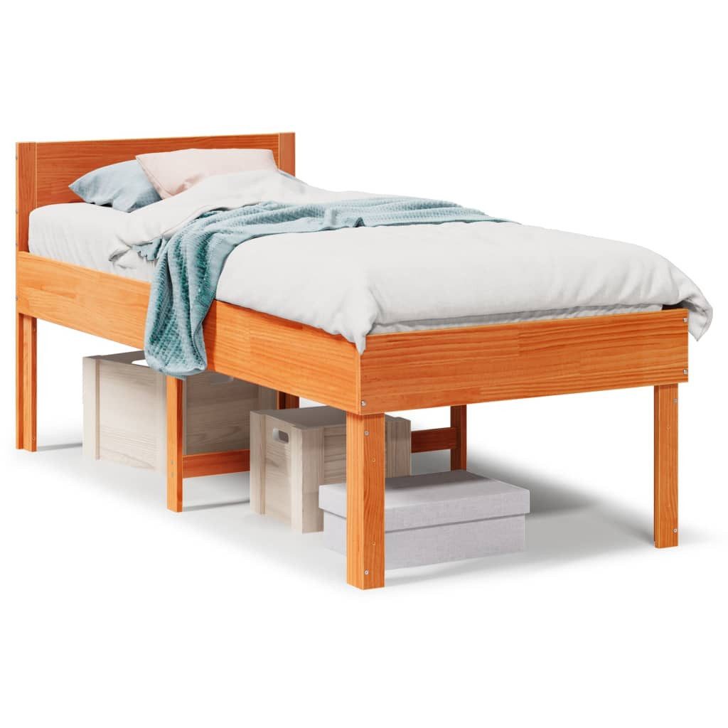vidaXL Bett Massivholzbett ohne Matratze Wachsbraun günstig online kaufen