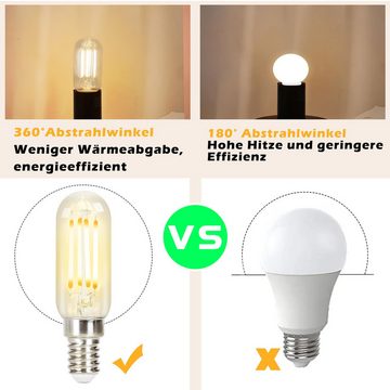 Nettlife LED-Leuchtmittel 4er Set E14 Vintage Glühbirne T25 4W Filament Edison Birne Retro Glas, E14, 4 St., Warmweiß, Haus Hotel Bar Café